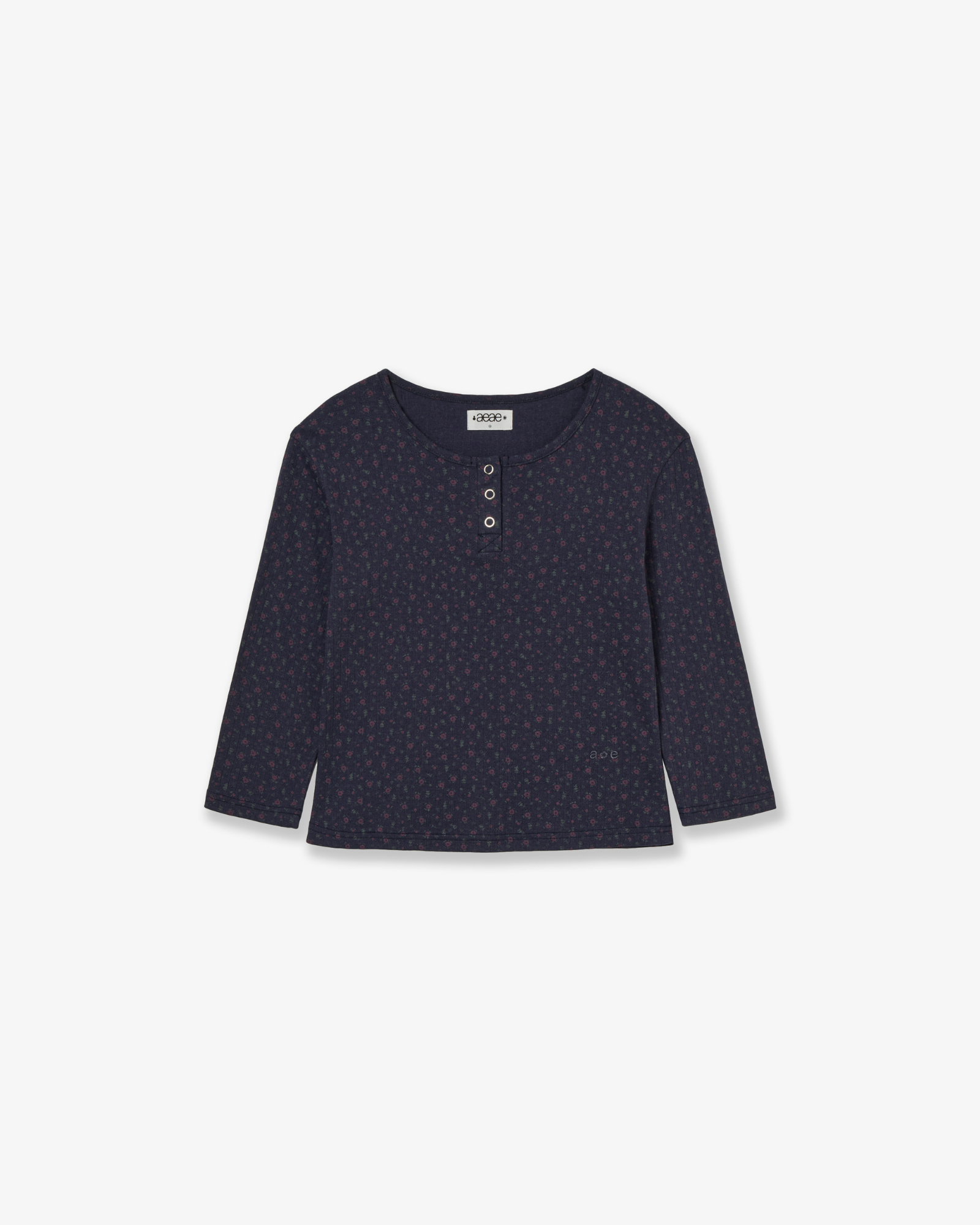 FLOWER HENLEY NECK TEE [NAVY]
