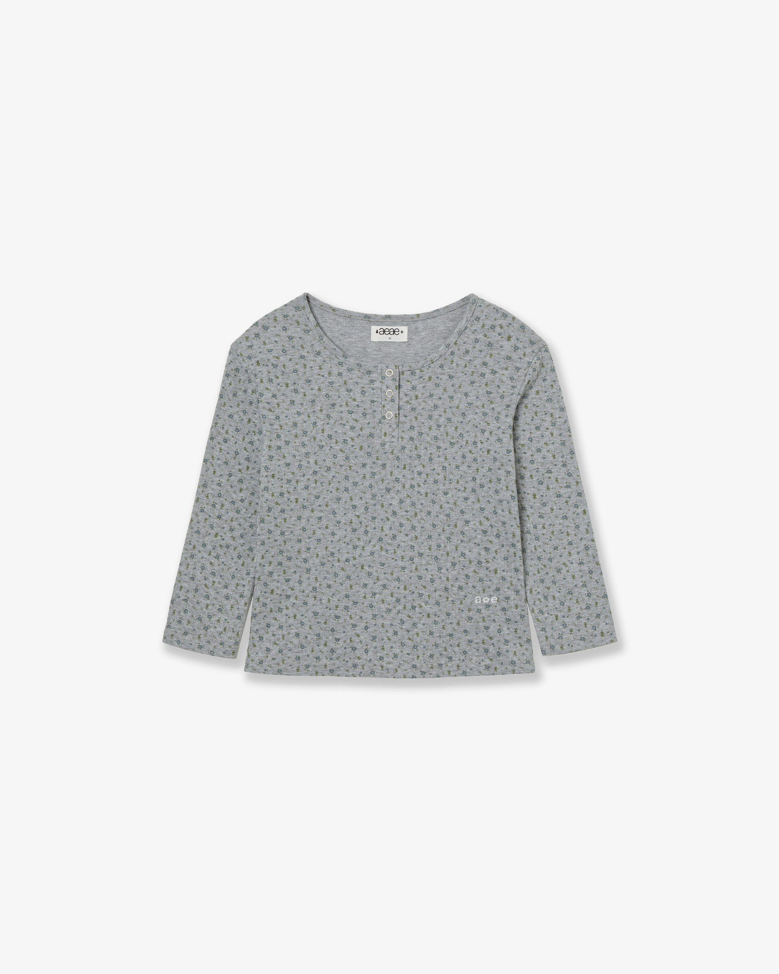 FLOWER HENLEY NECK TEE [MELANGE GREY]