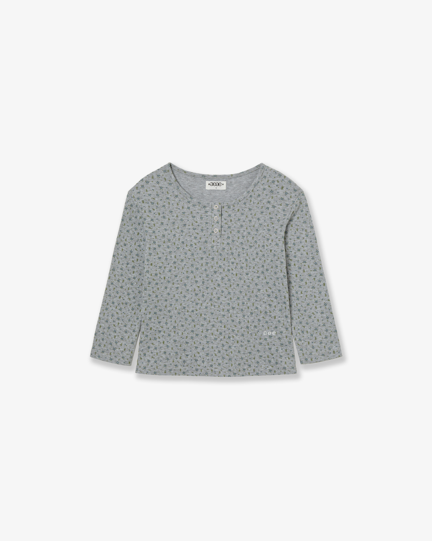 FLOWER HENLEY NECK TEE [MELANGE GREY]