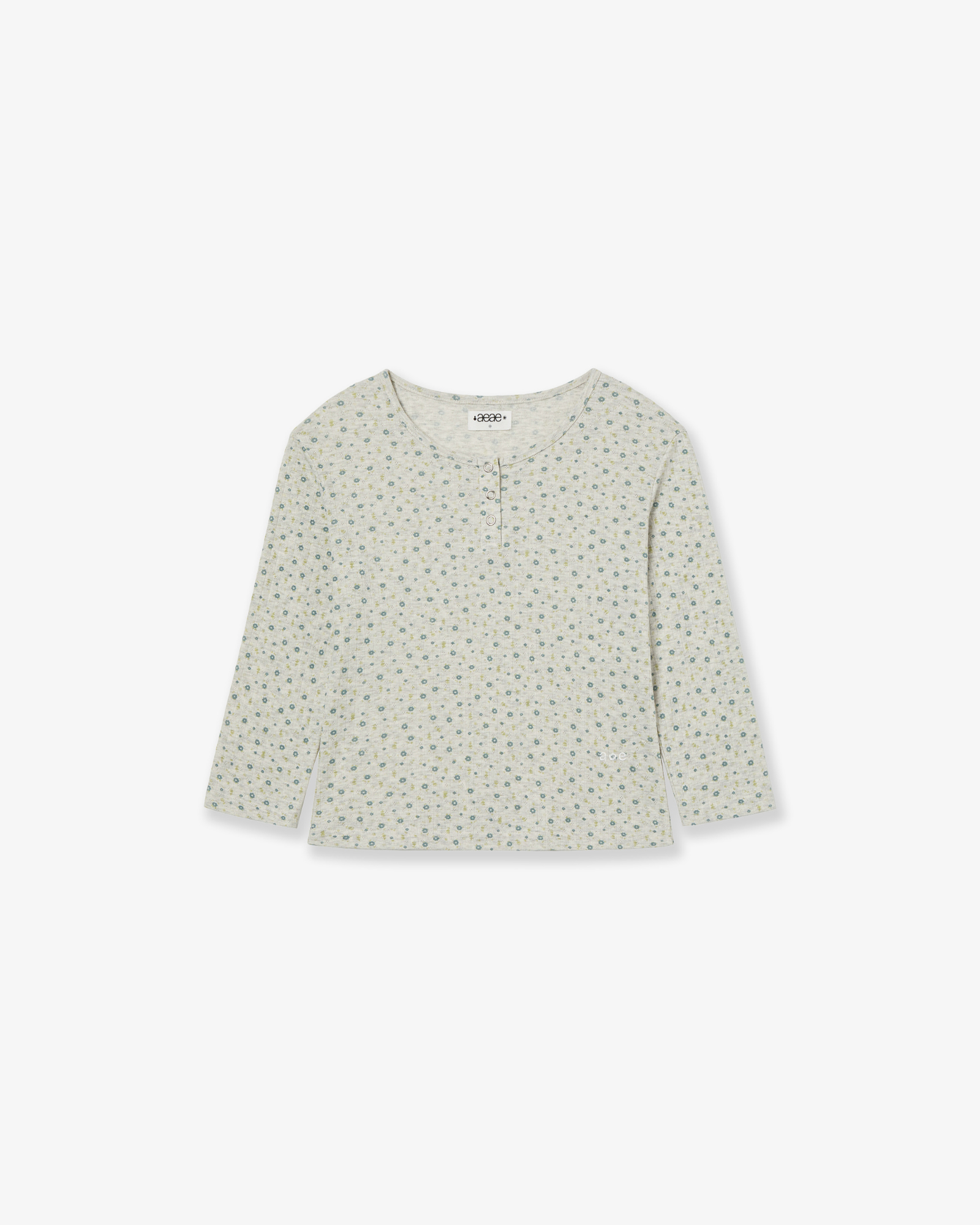 FLOWER HENLEY NECK TEE [OATMEAL]