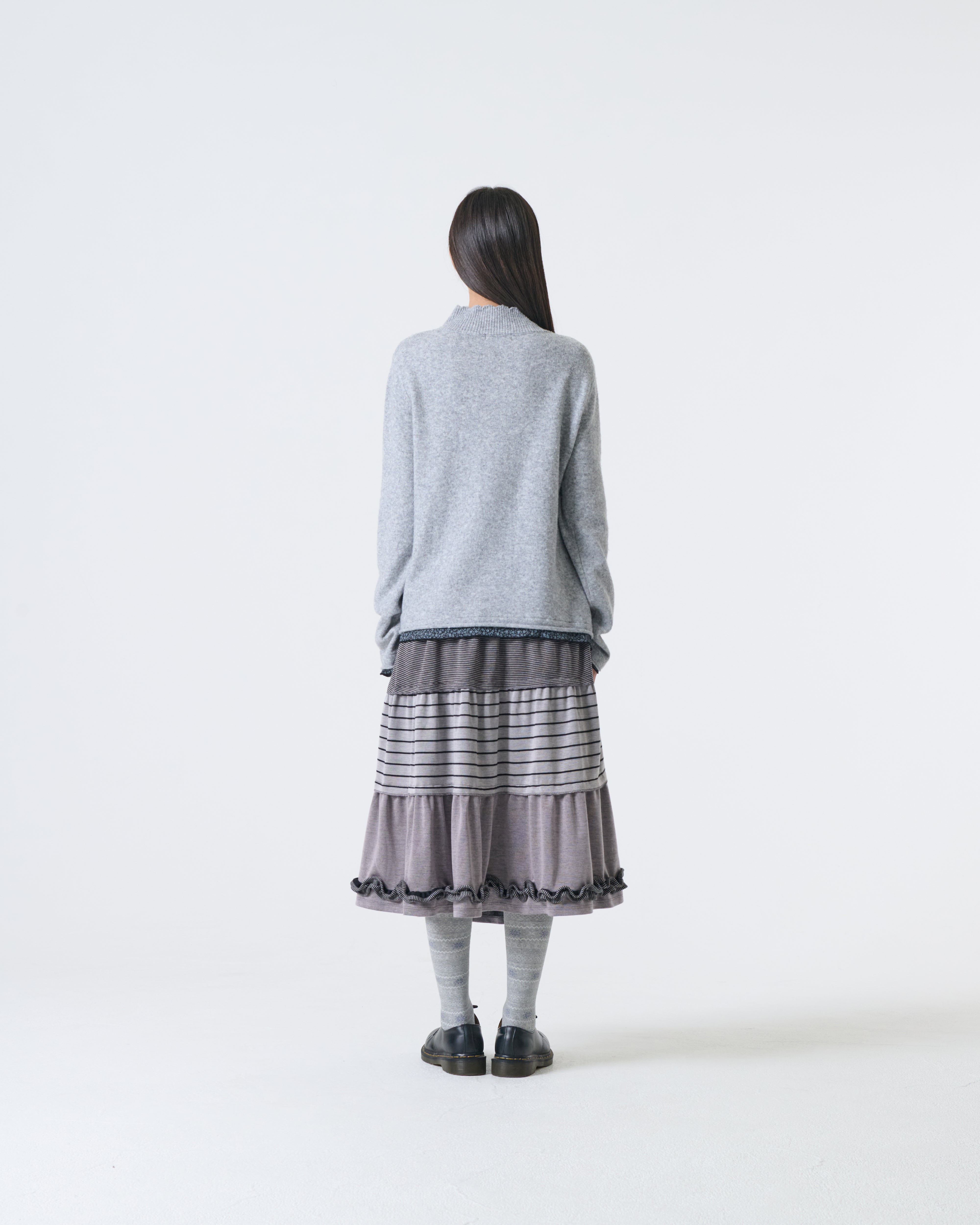 WRINKLE LAYERED CARDIGAN [CHARCOAL]