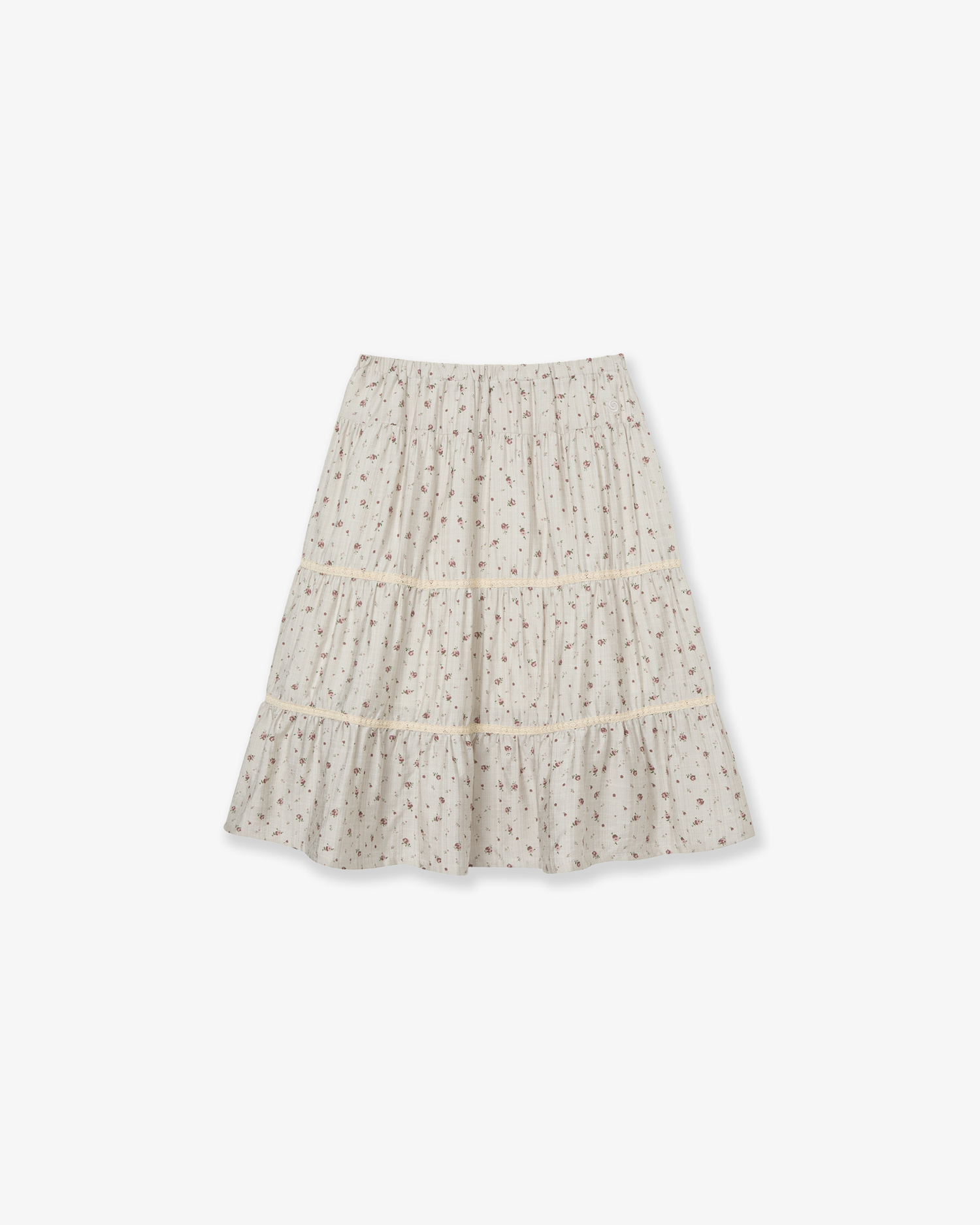 PATTERN TIERED SKIRT [BEIGE]