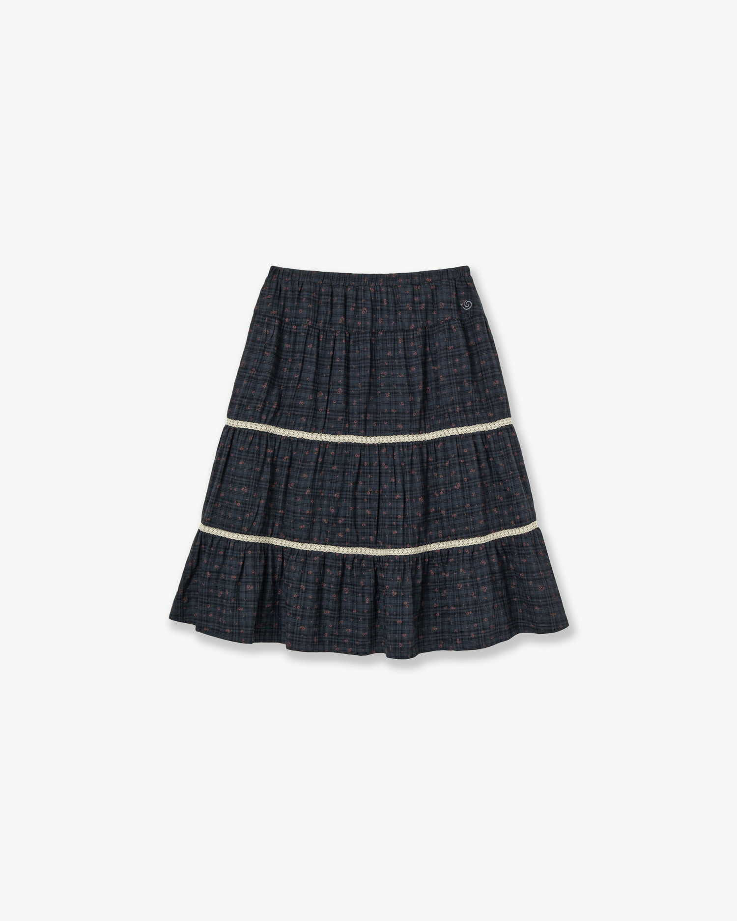 PATTERN TIERED SKIRT [NAVY]