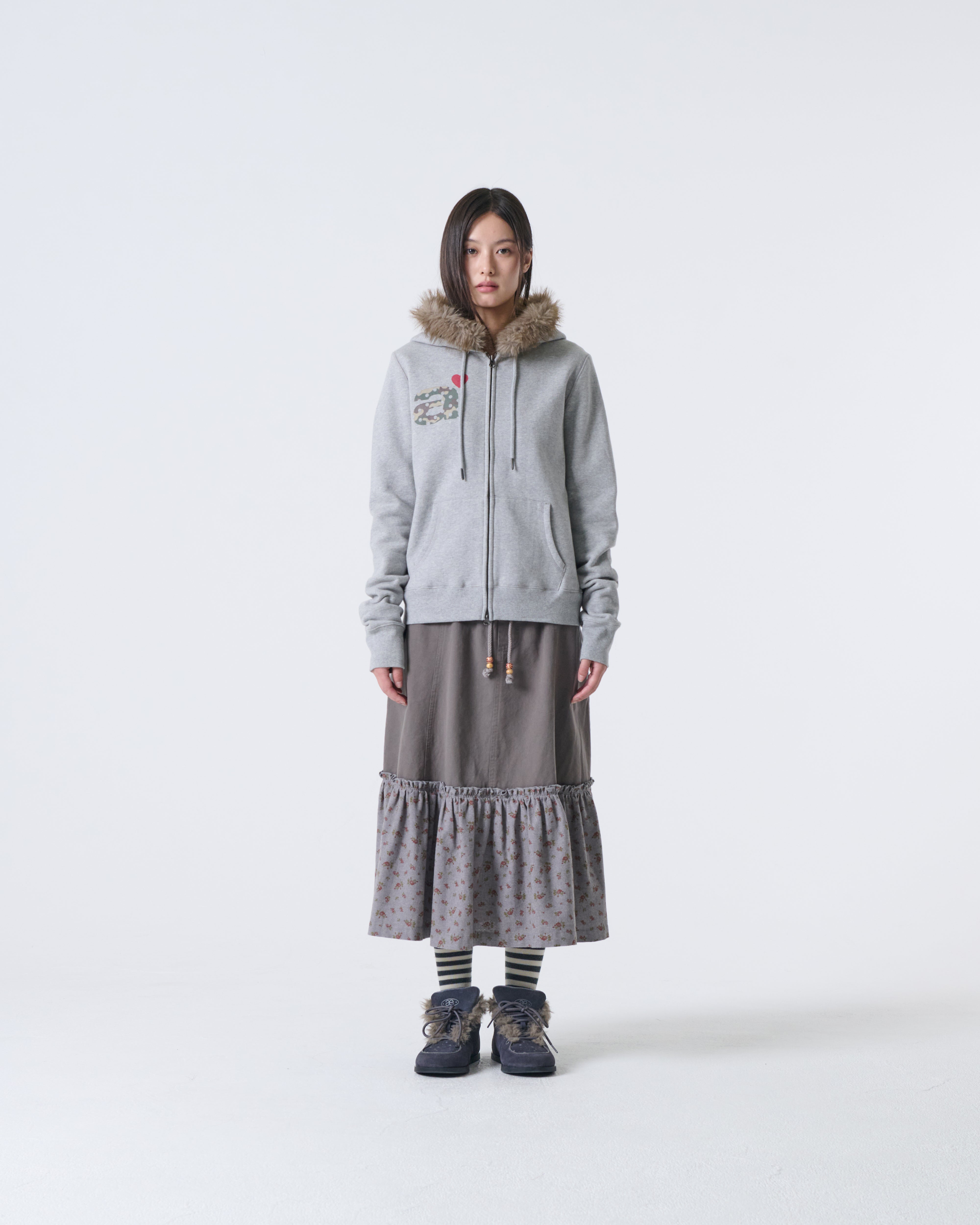 FUR DOT SMALL LETTER HOOD ZIP UP [MELANGE GREY]