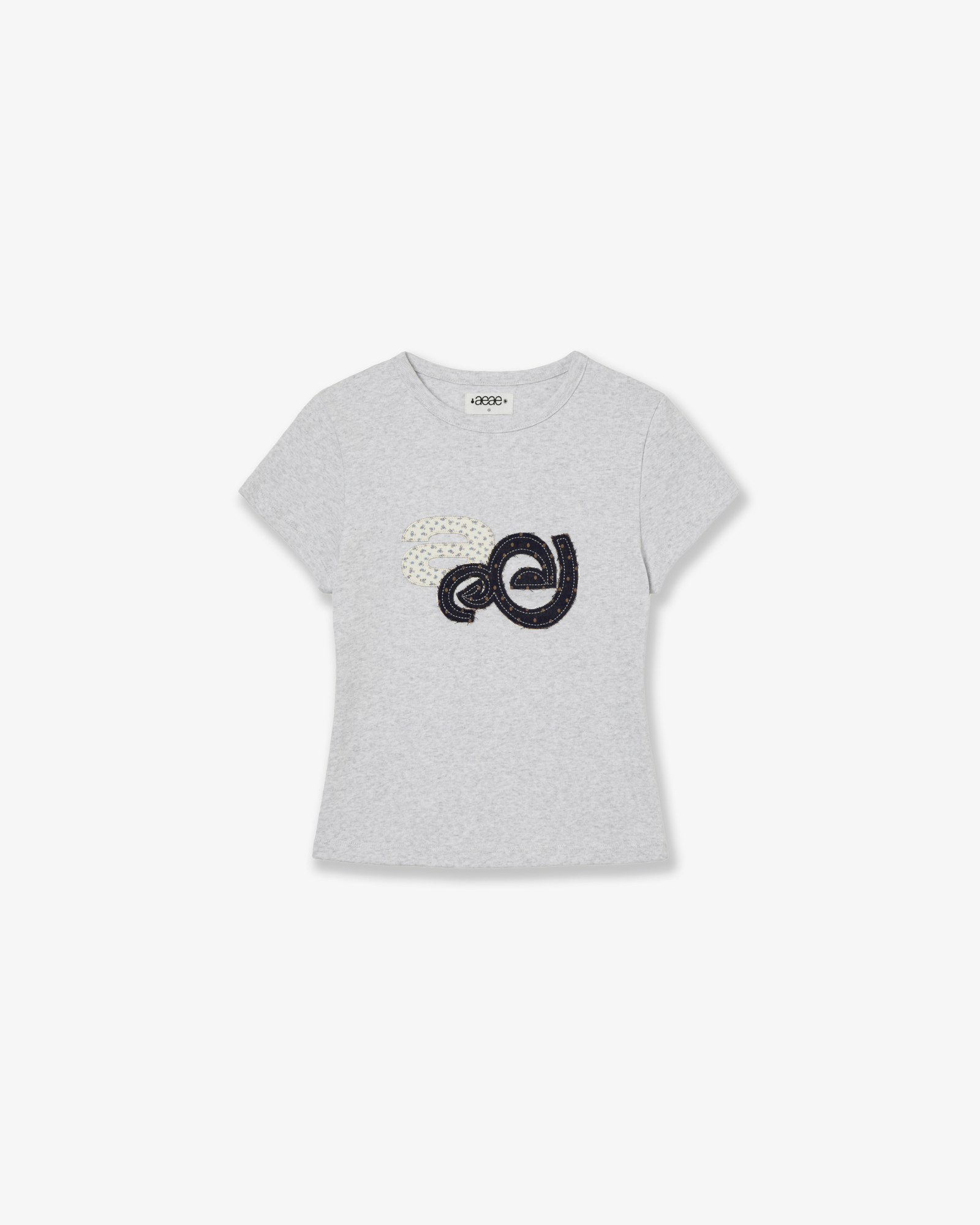 APPLIQUE FLOWER LOGO TEE [LIGHT GREY]