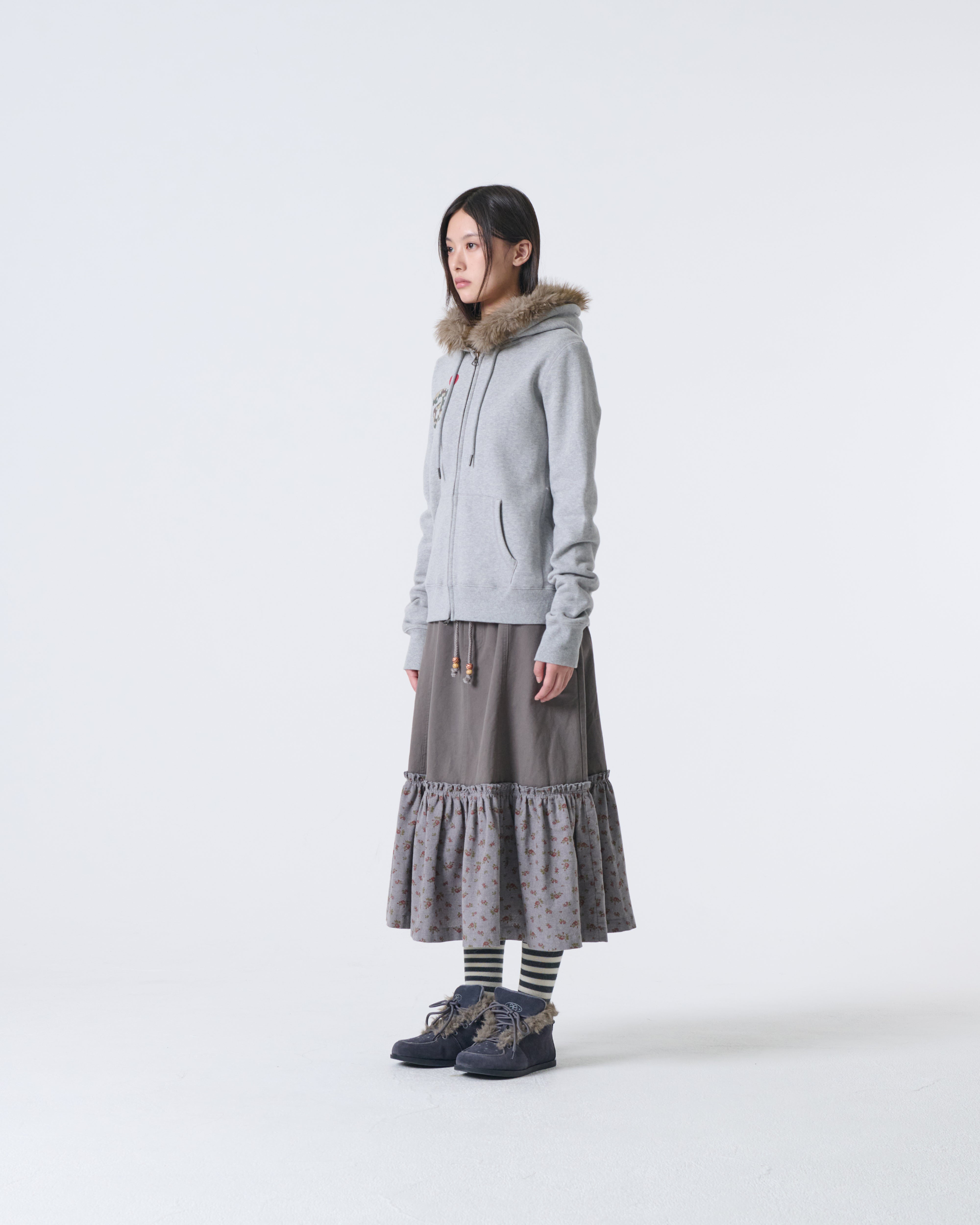 FUR DOT SMALL LETTER HOOD ZIP UP [MELANGE GREY]