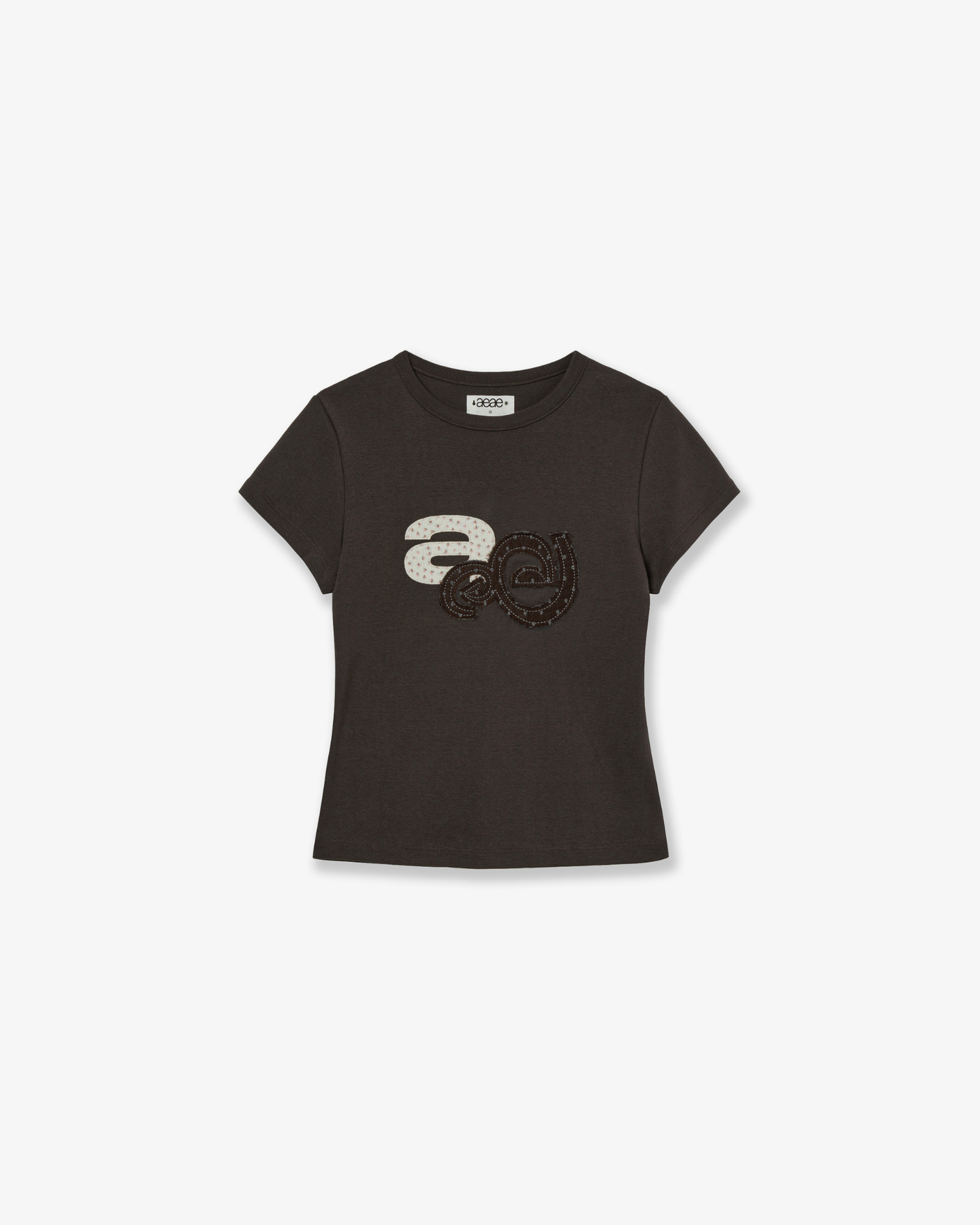 APPLIQUE FLOWER LOGO TEE [DARK BROWN]