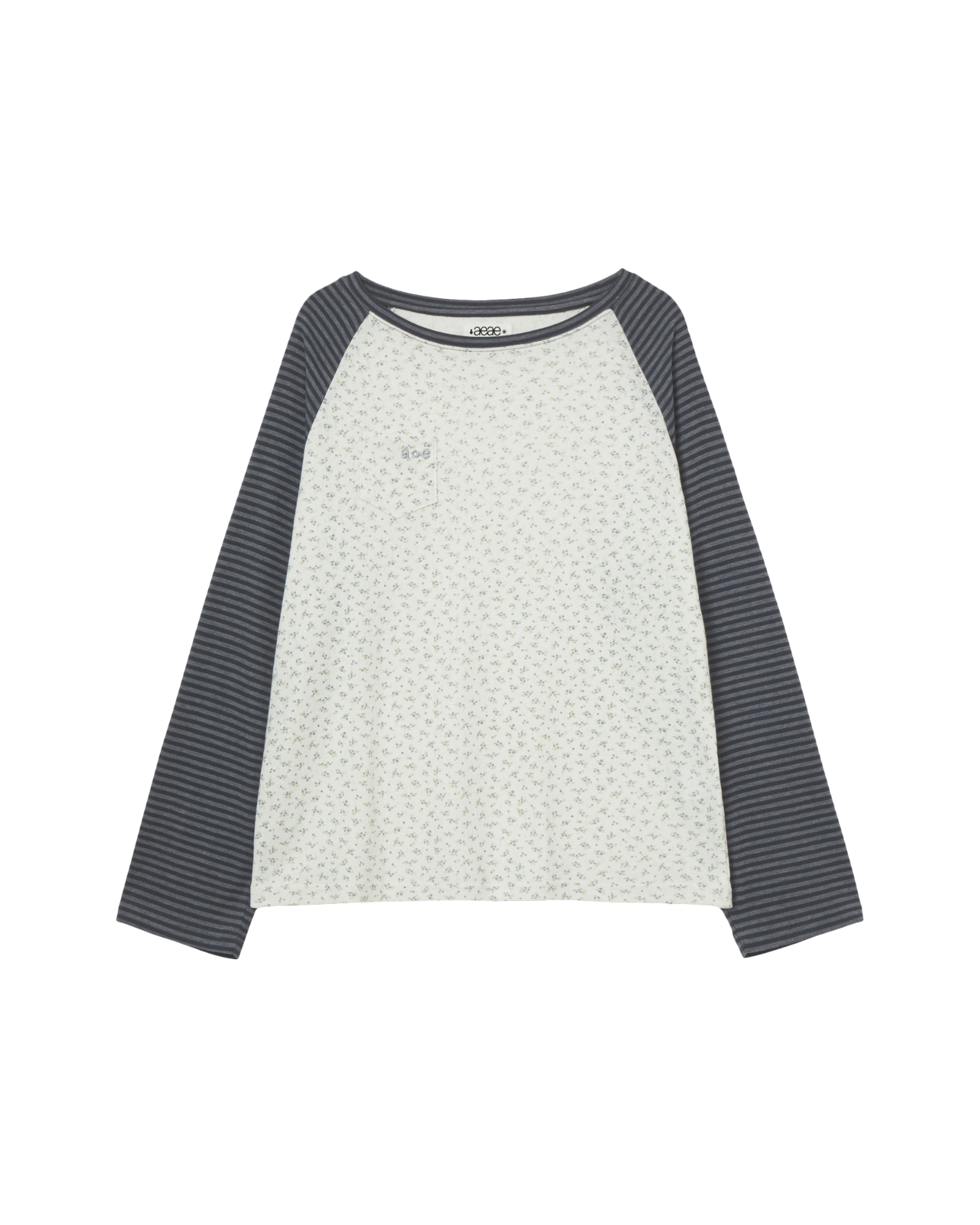 COZY FLOWER RAGLAN LONG SLEEVE [CHARCOAL]