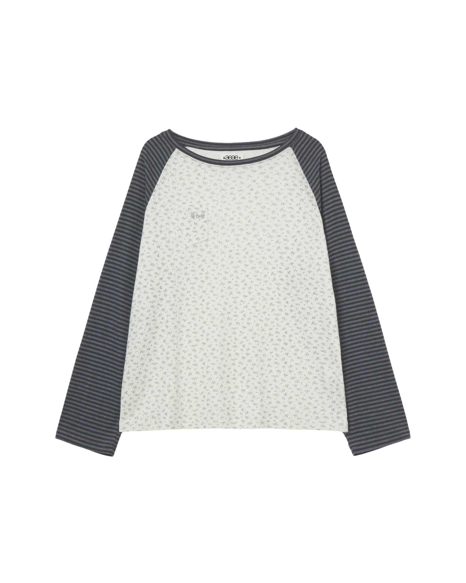COZY FLOWER RAGLAN LONG SLEEVE [CHARCOAL]