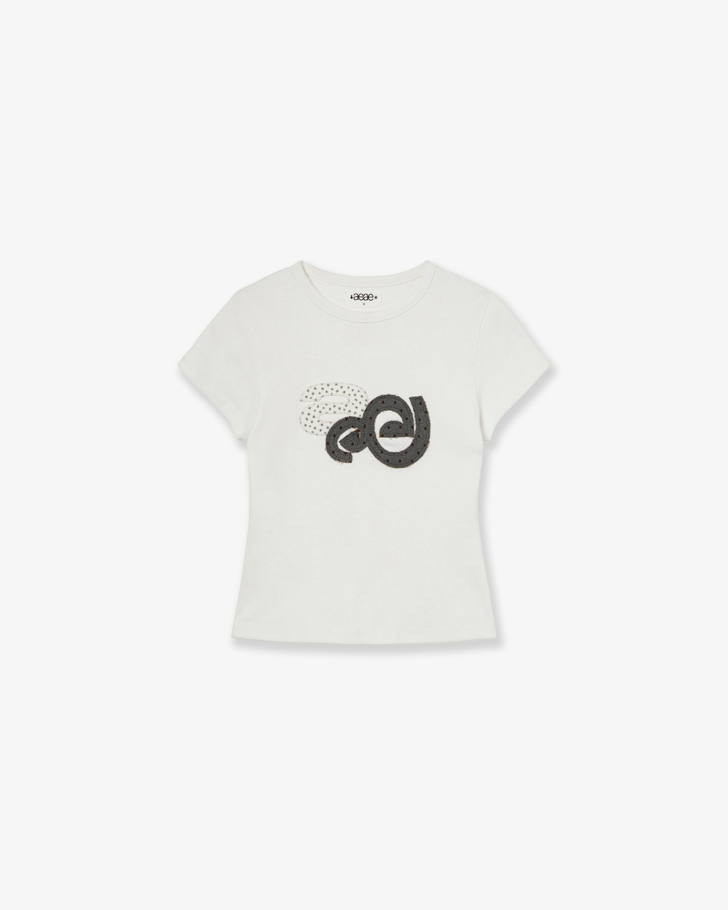 APPLIQUE FLOWER LOGO TEE [WHITE]