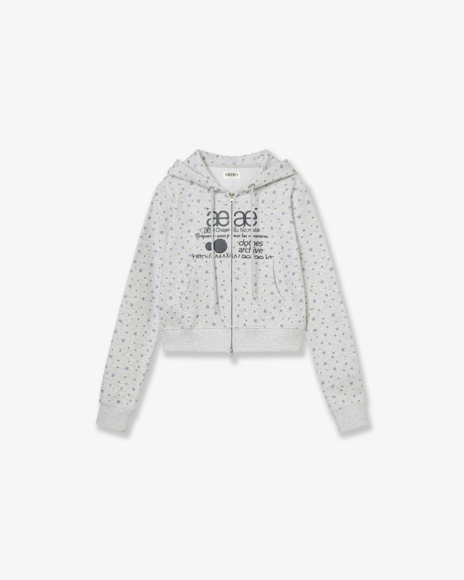 WEB LOGO FLOWER CROP HOOD ZIP-UP [BLUE]