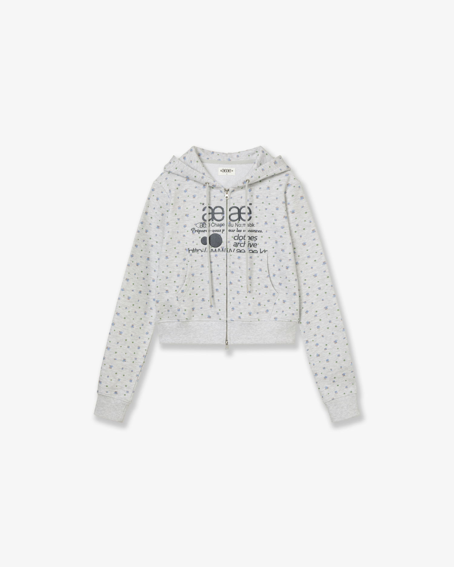 WEB LOGO FLOWER CROP HOOD ZIP-UP [BLUE]