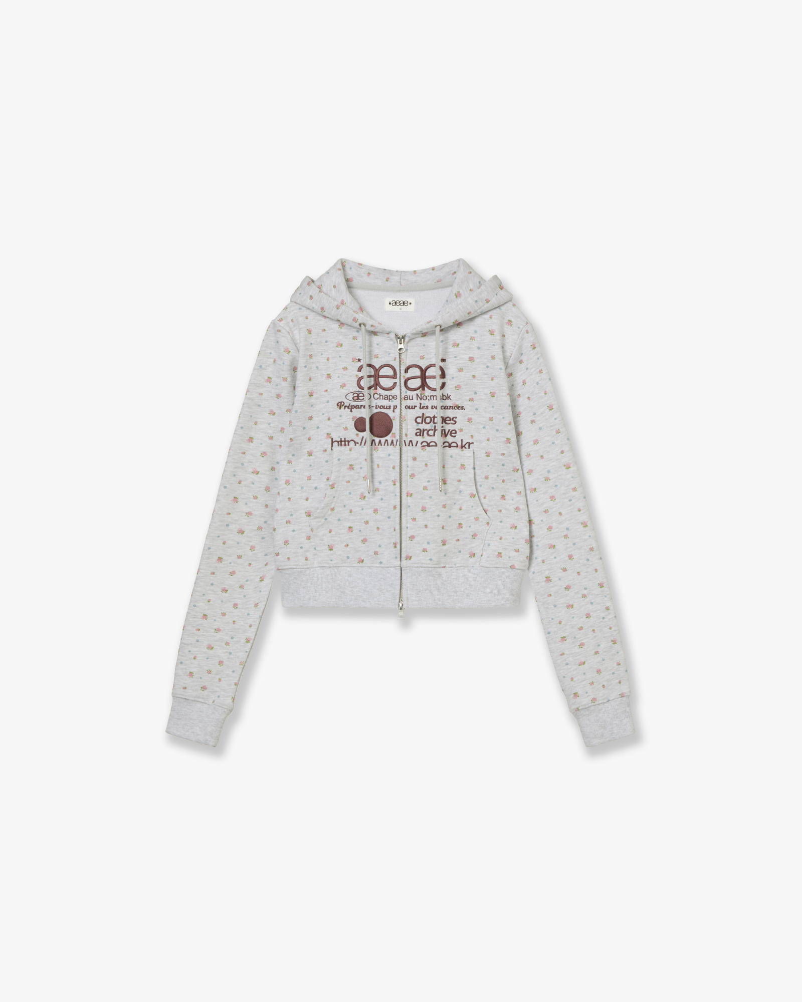 WEB LOGO FLOWER CROP HOOD ZIP-UP [PINK]