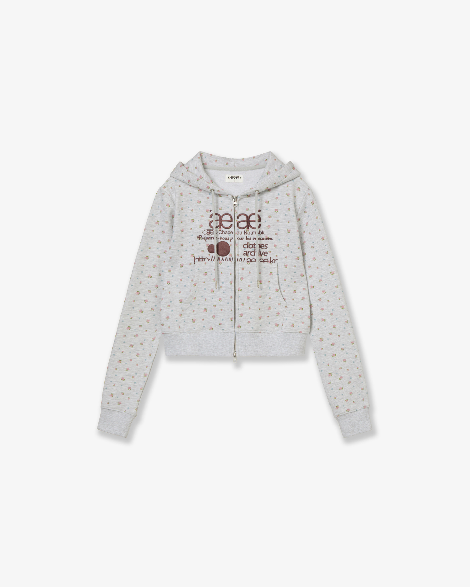 WEB LOGO FLOWER CROP HOOD ZIP-UP [PINK]