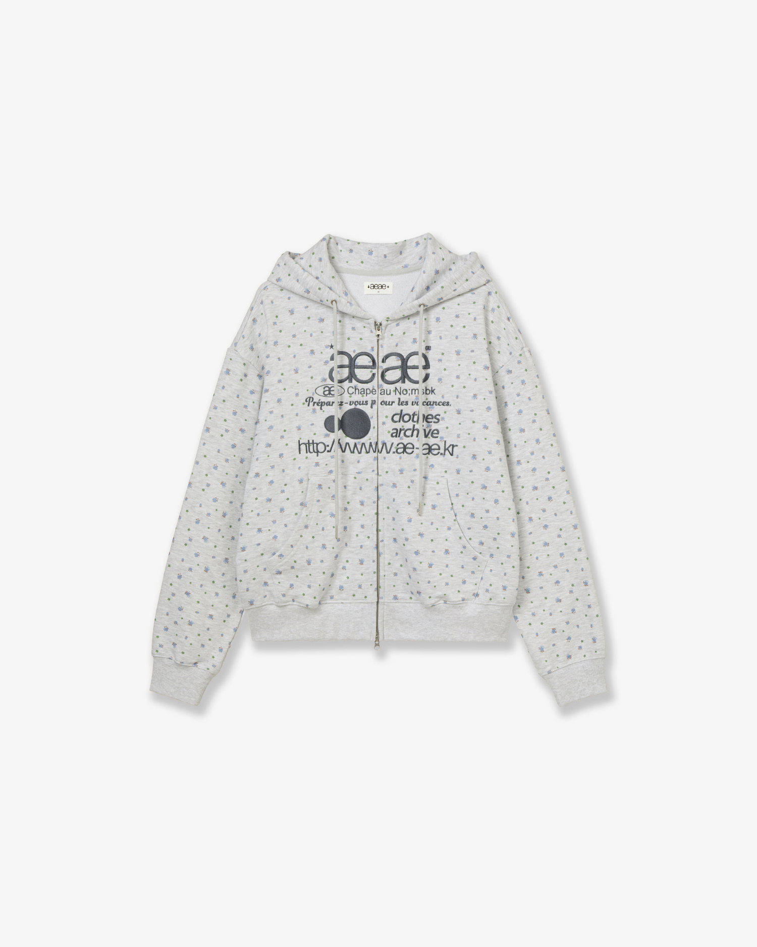 WEB LOGO FLOWER HOOD ZIP-UP [BLUE]