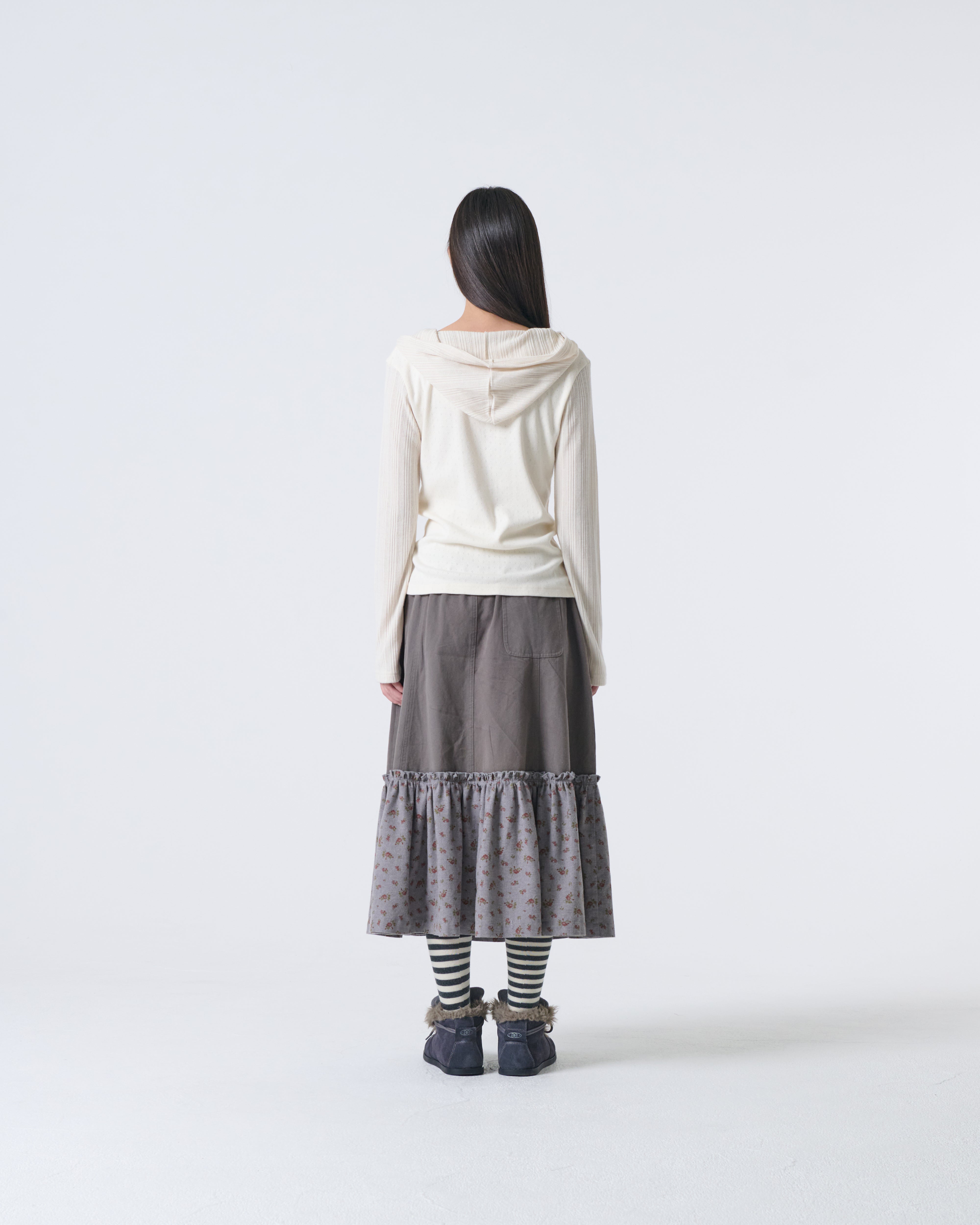 FLOWER BLOCK HOODIE [IVORY]