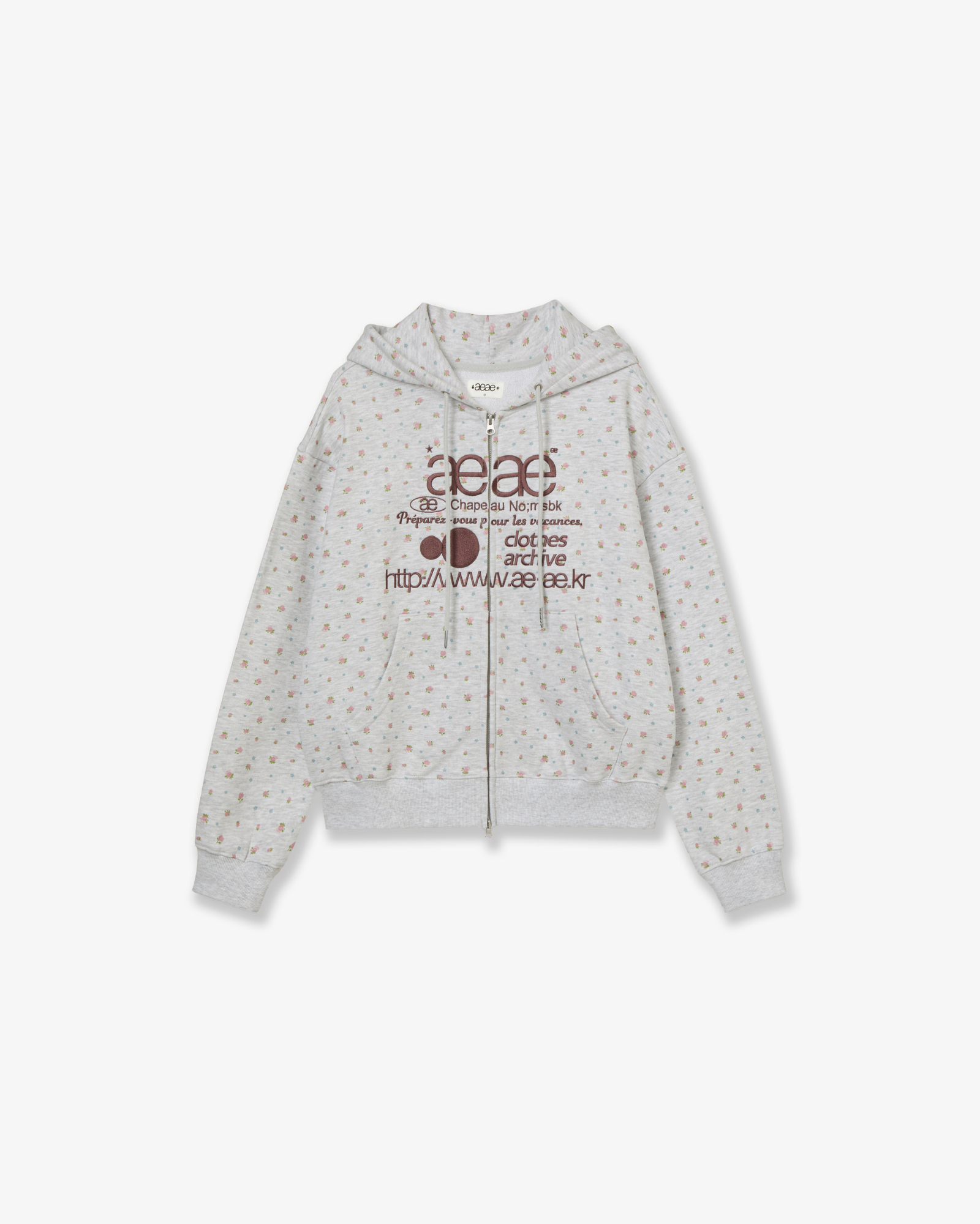 WEB LOGO FLOWER HOOD ZIP-UP [PINK]