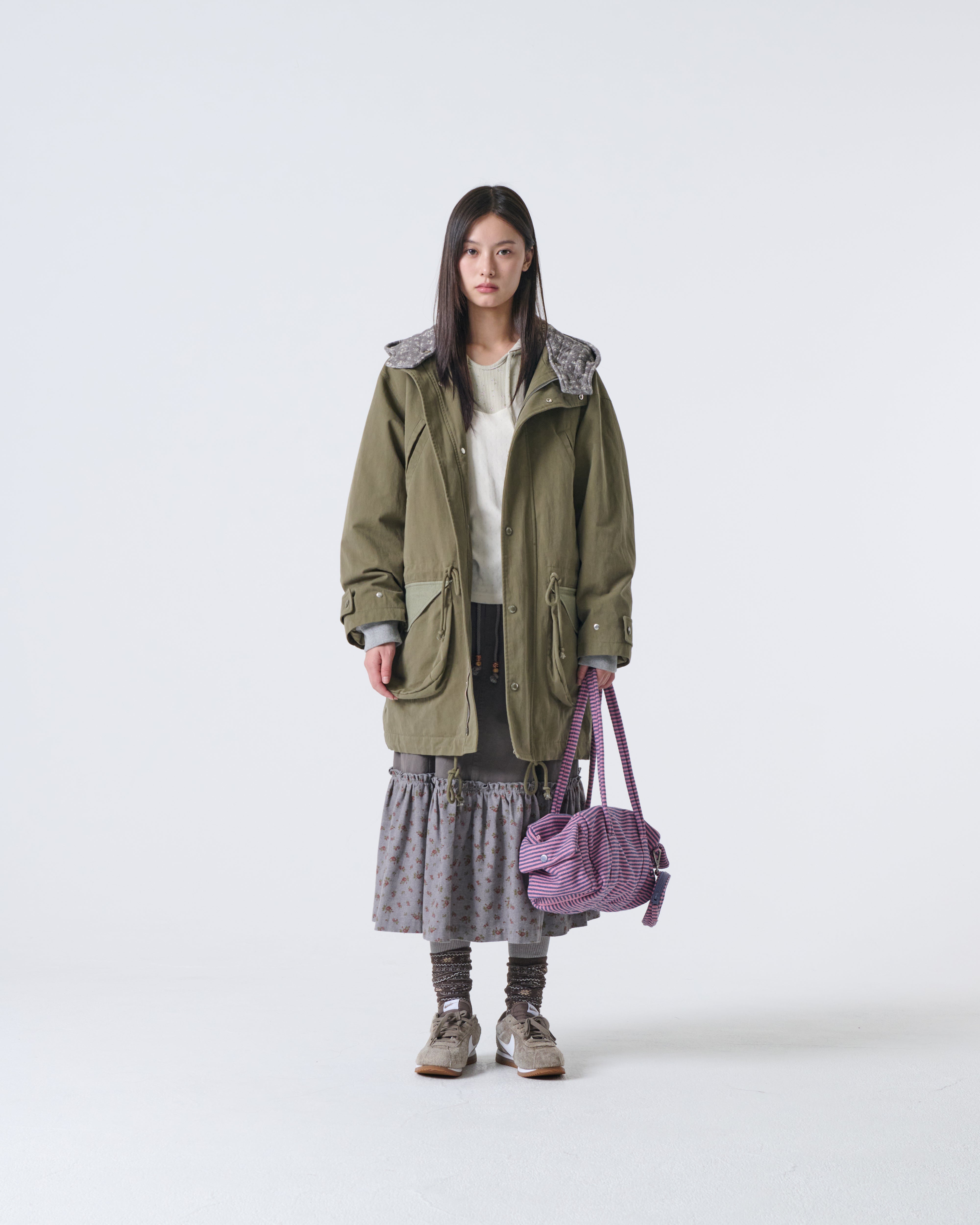 FLOWER BLOCK FIELD JACKET [OLIVE]