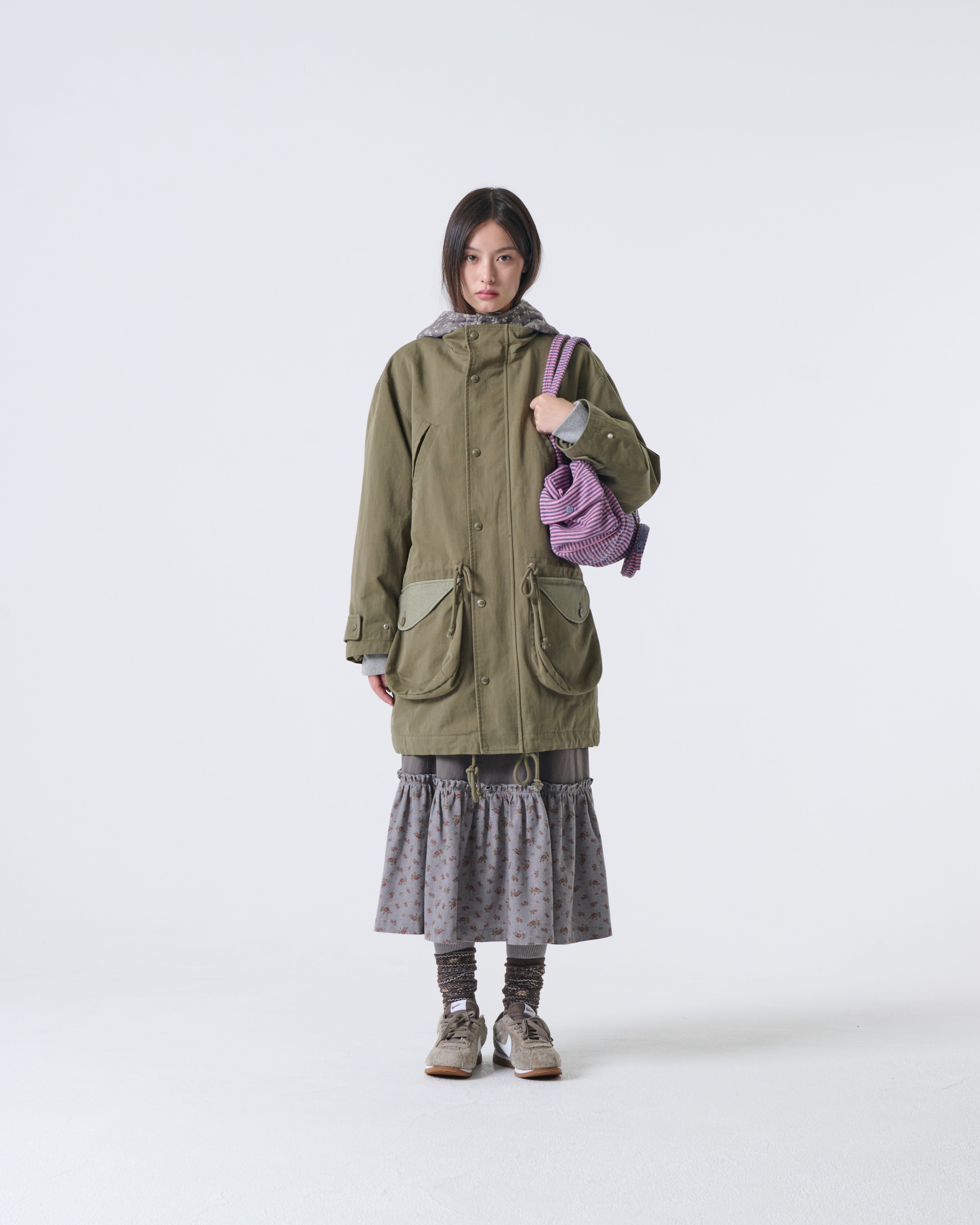 FLOWER BLOCK FIELD JACKET [OLIVE]