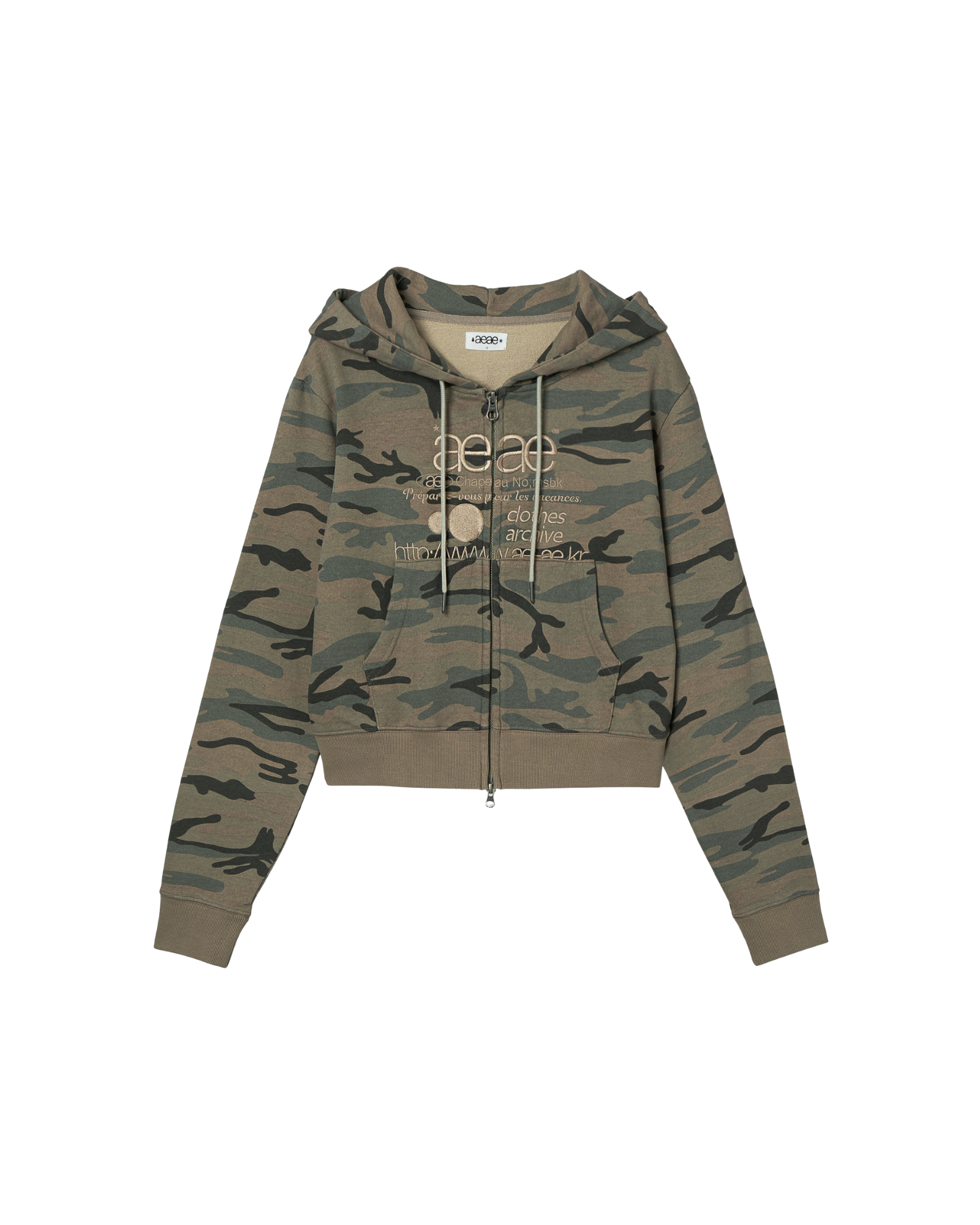 【予約商品】WEB LOGO CROP HOOD ZIP UP [CAMO BEIGE]