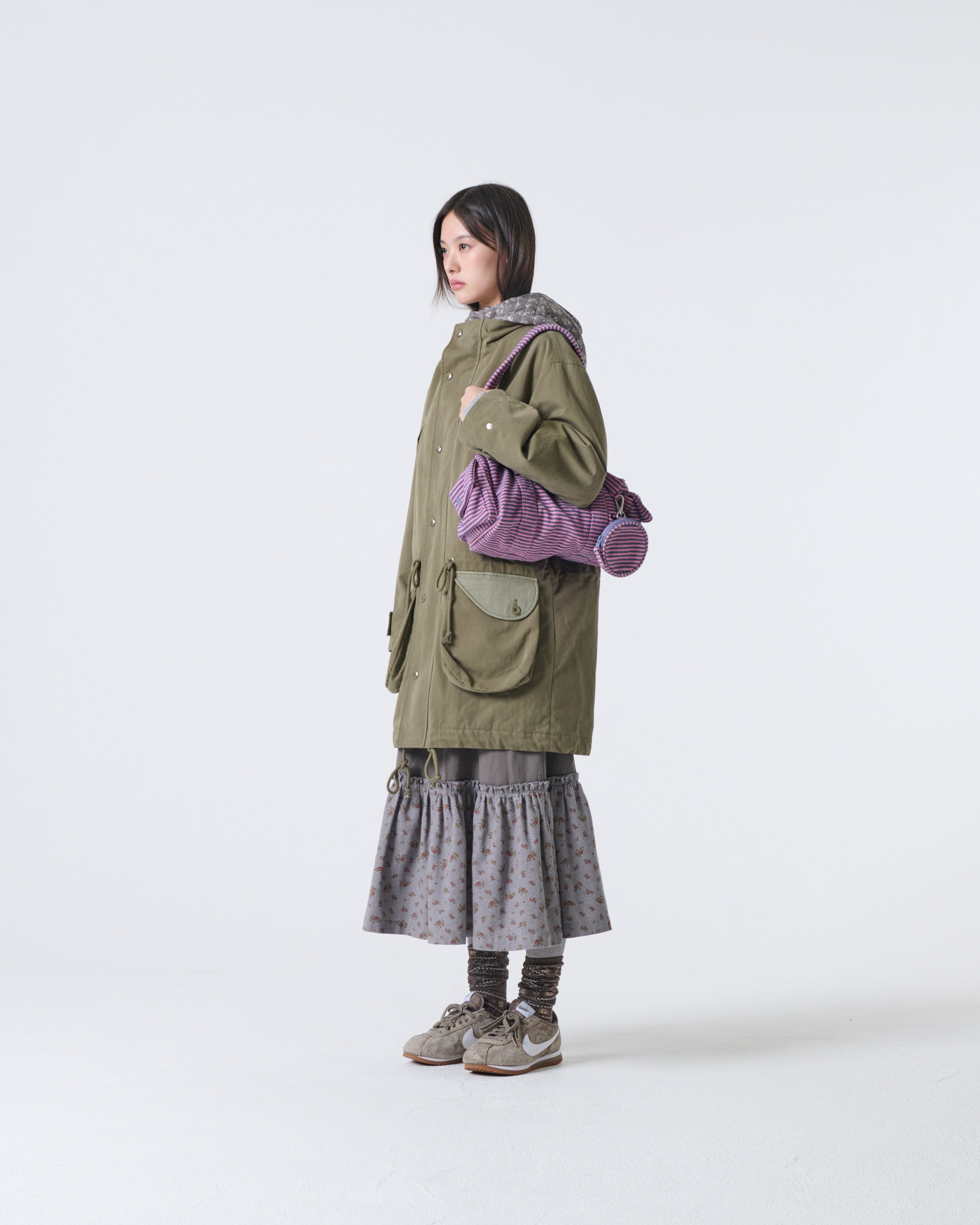 FLOWER BLOCK FIELD JACKET [OLIVE]