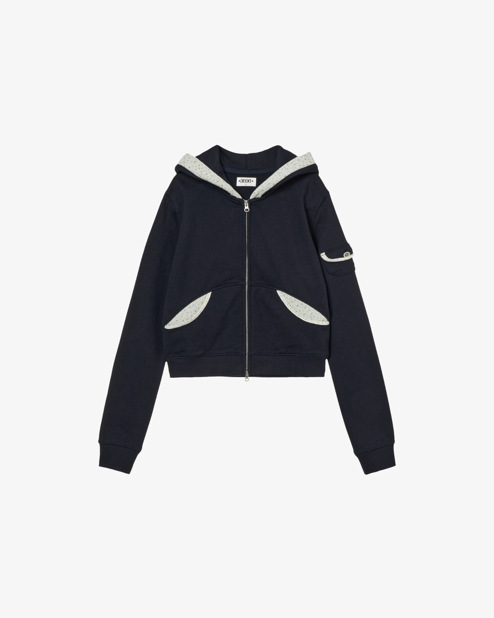 ROUND POCKET HOODIE ZIP-UP [NAVY]