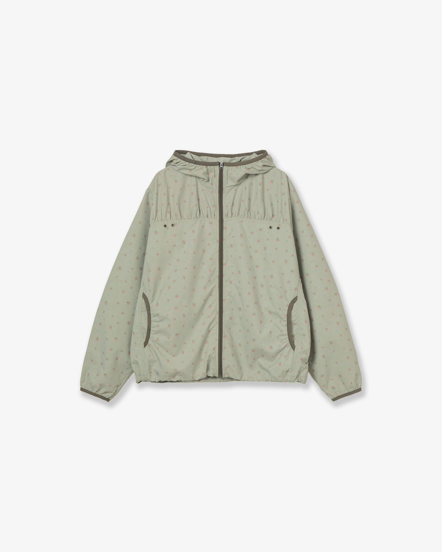 FLOWER WINDBREAKER JACKET [KHAKI]