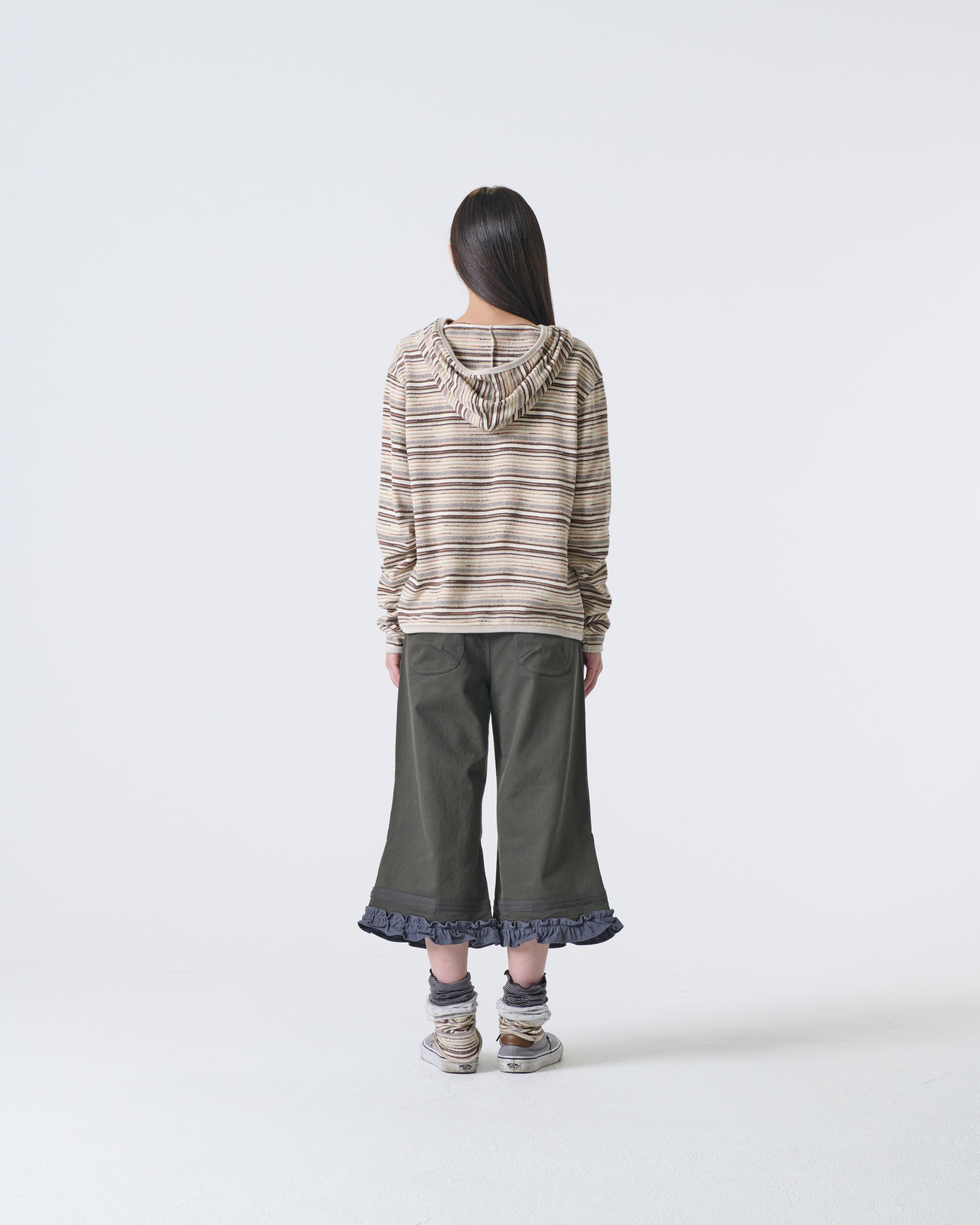 STRIPE KNIT HOODIE [IVORY]