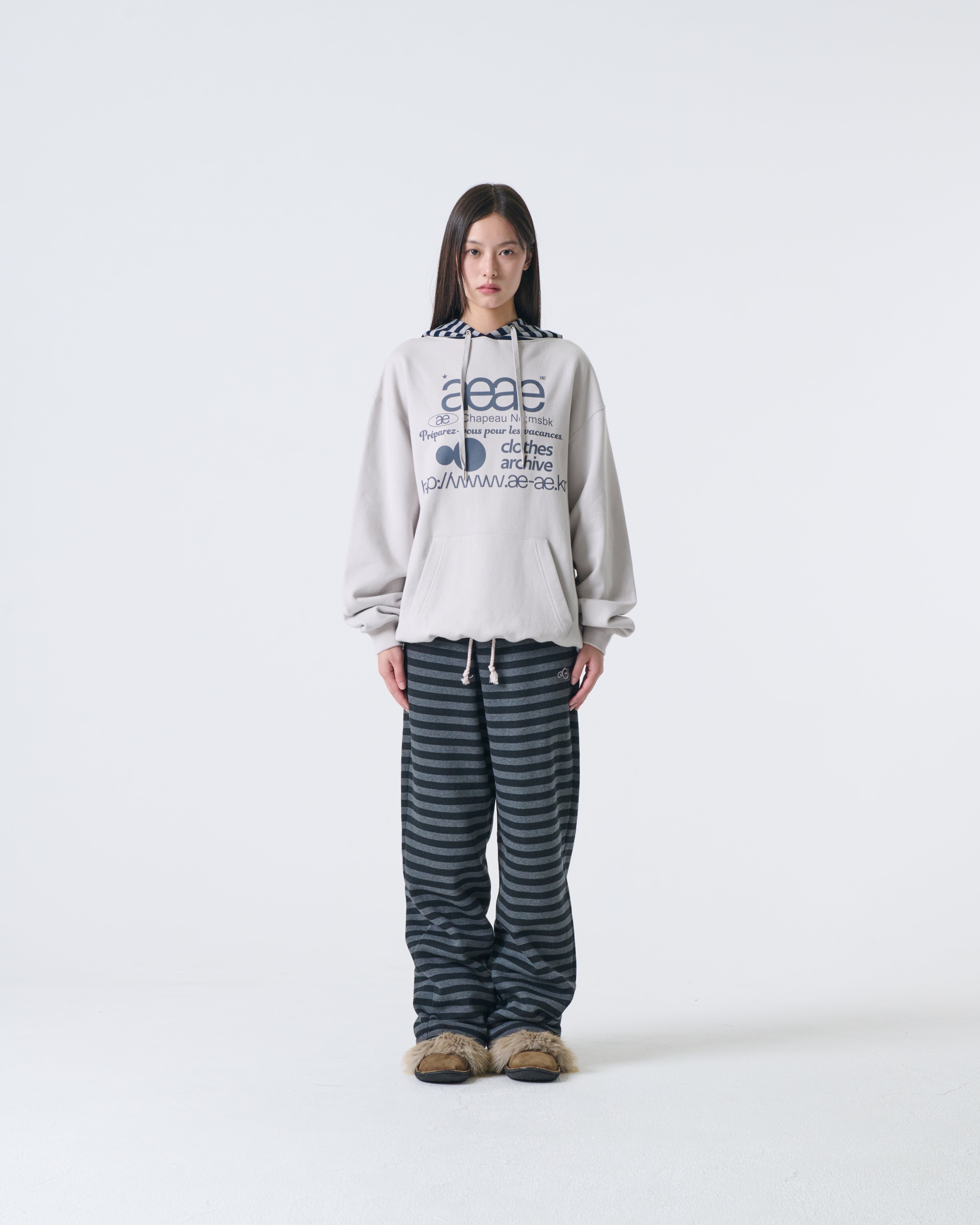 WEB LOGO LOOSED HOODIE [ASH]