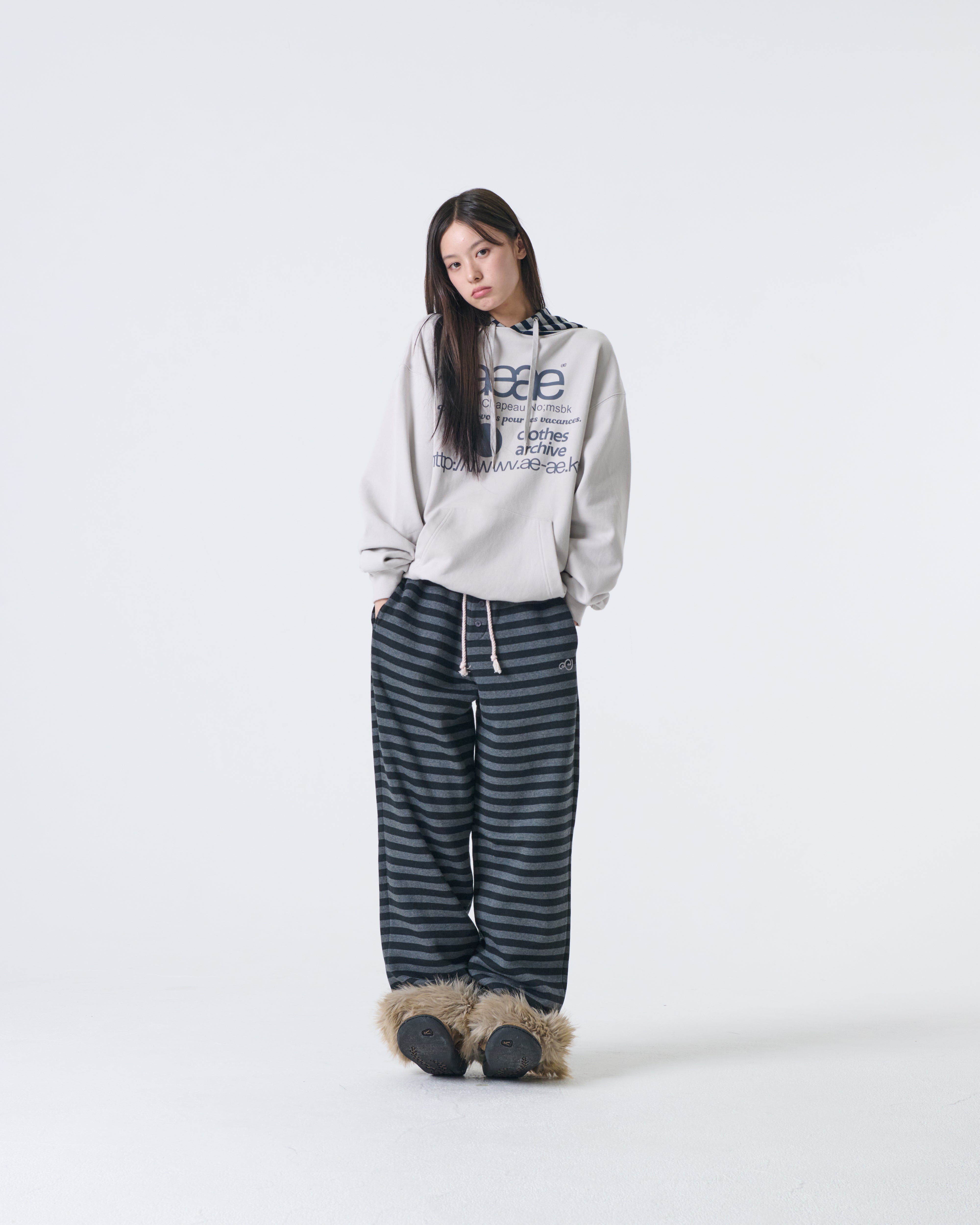 WEB LOGO LOOSED HOODIE [ASH]