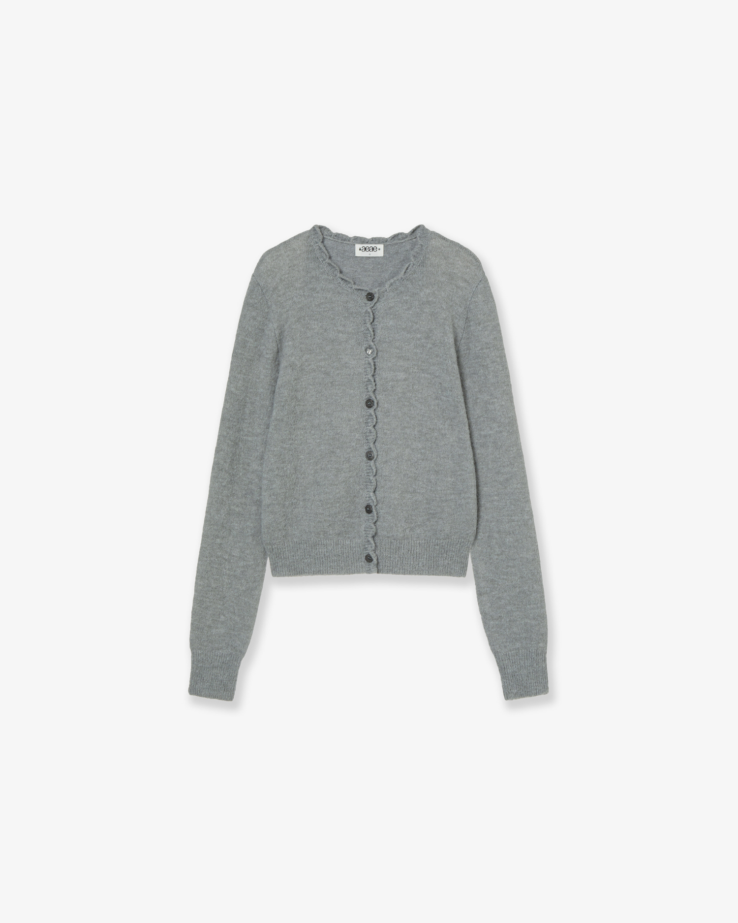 【10月上旬お届けアイテム】SCALLOP ROUND NECK CARDIGAN [LIGHT GREY]