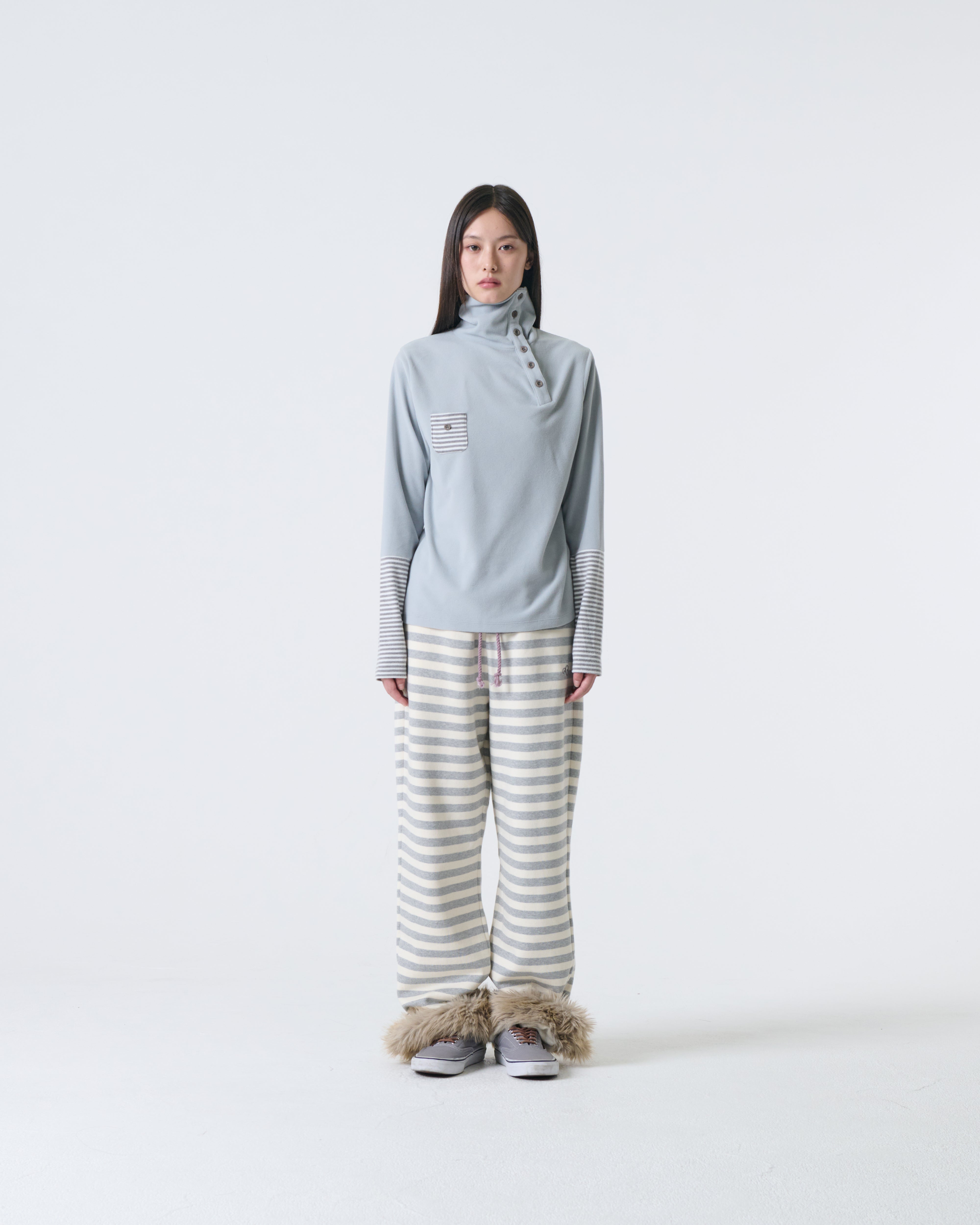 SLEEVE BLOCK HIGH NECK TEE [MINT]