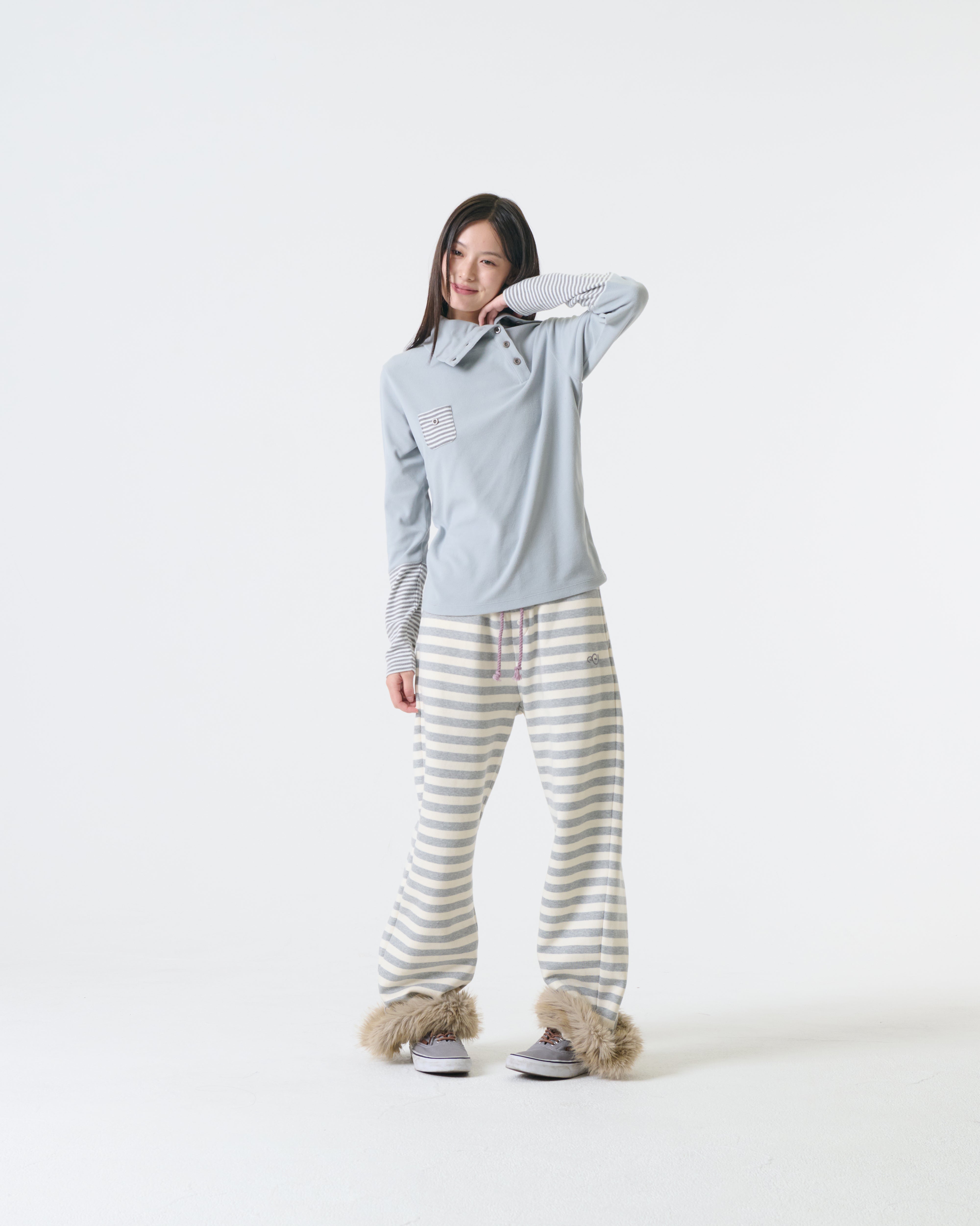 SLEEVE BLOCK HIGH NECK TEE [MINT]