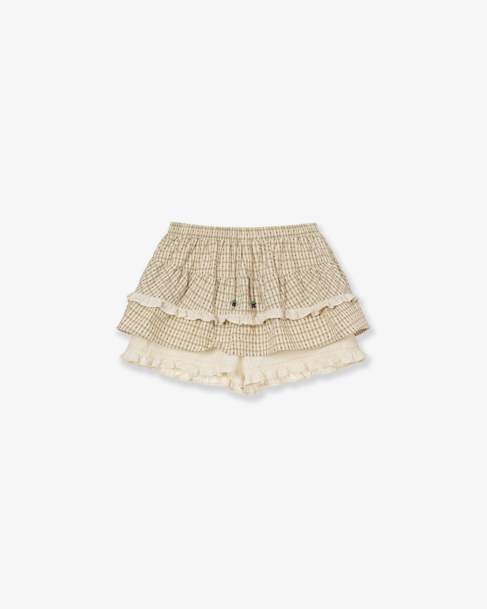 SKIRT MINI SHORTS [CHECK BEIGE]
