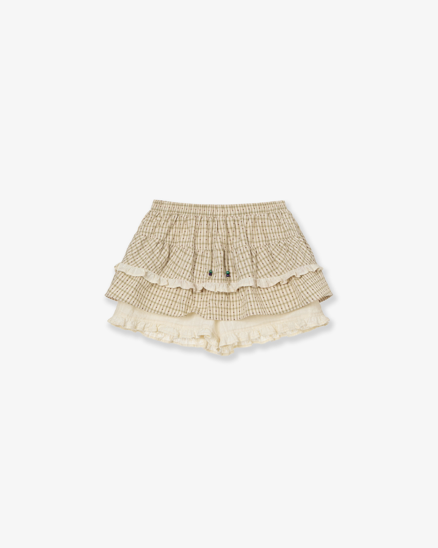 SKIRT MINI SHORTS [CHECK BEIGE]