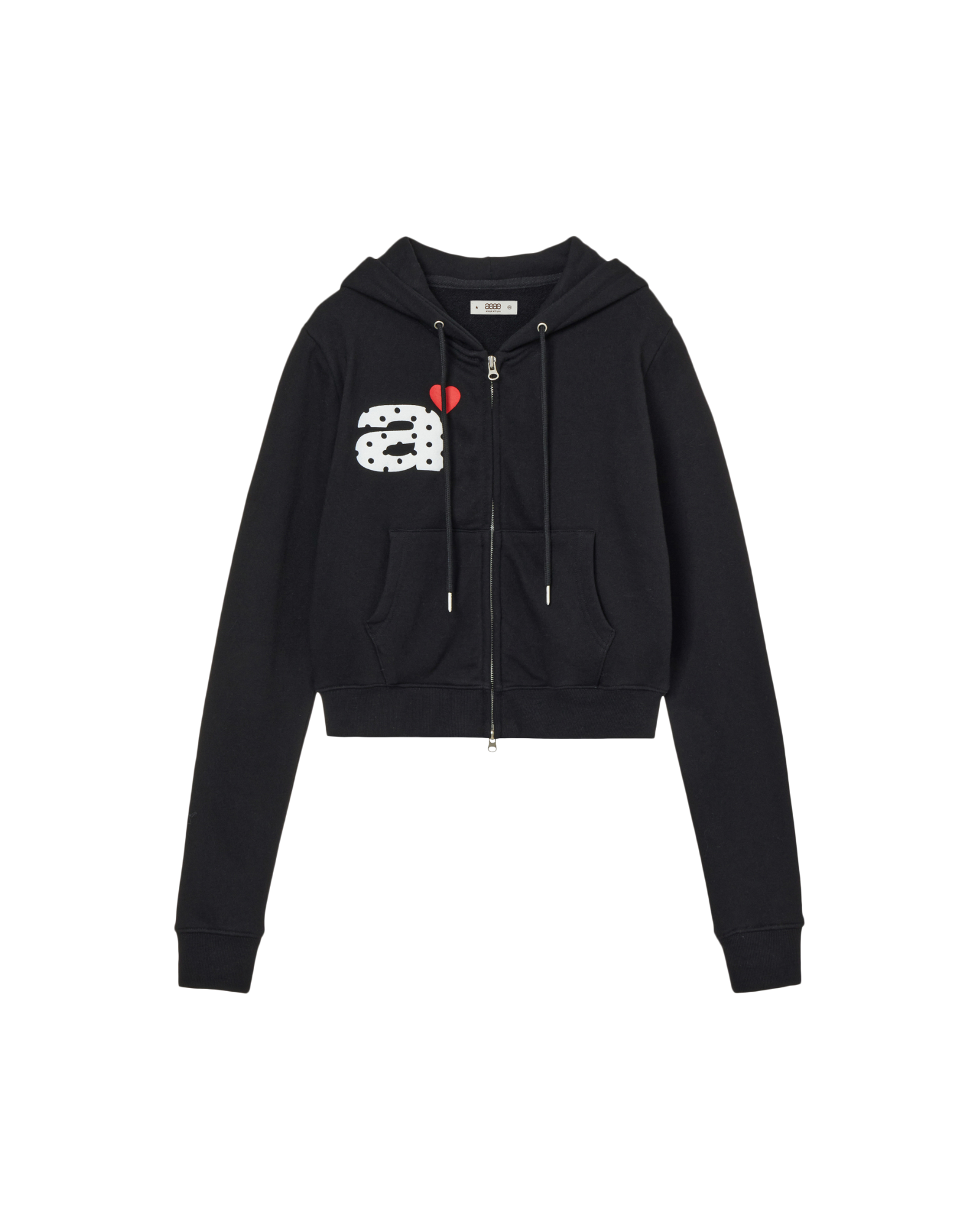 DOT SMALL LETTER CROP HOOD ZIP UP [BLACK]