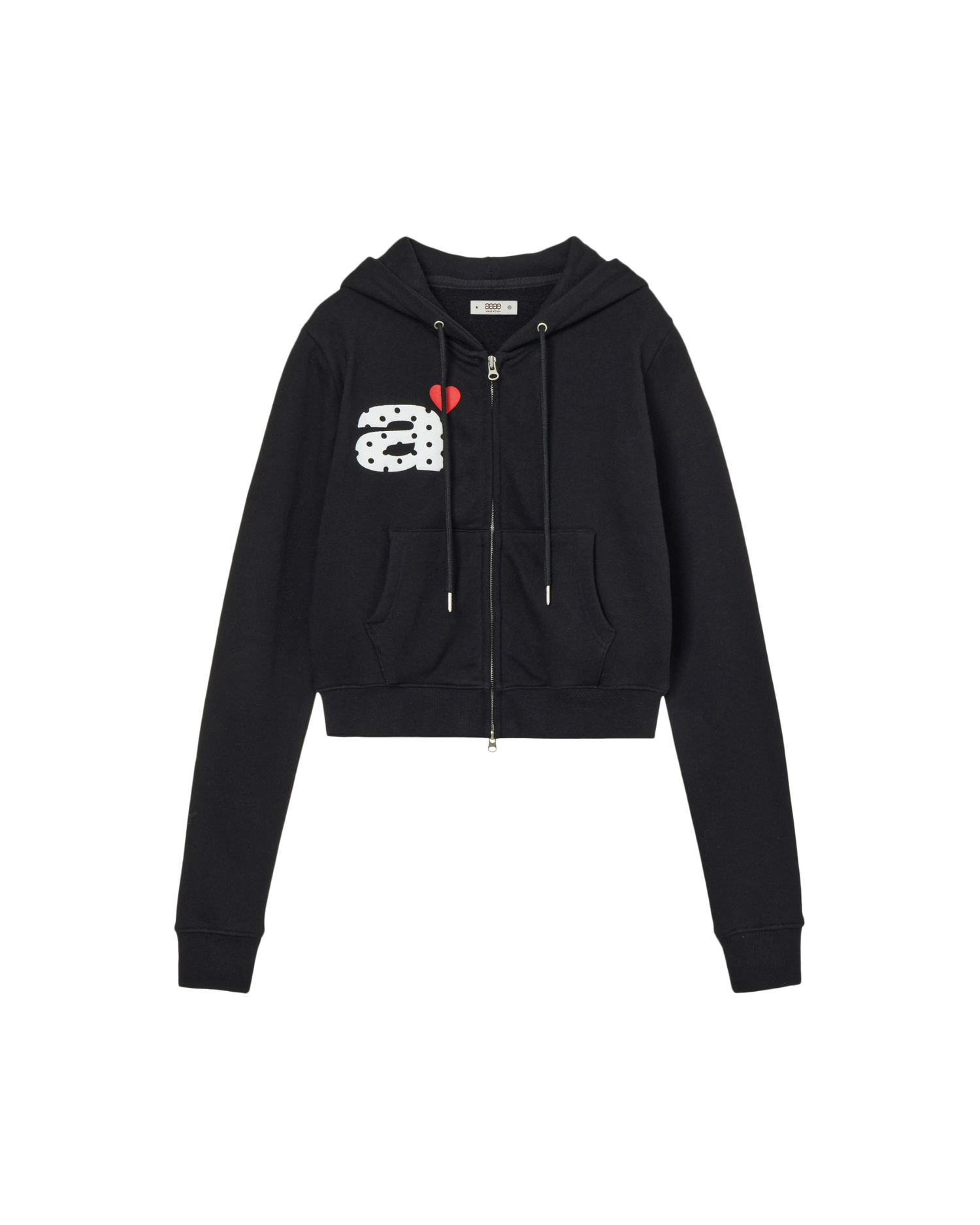 DOT SMALL LETTER CROP HOOD ZIP UP [BLACK]