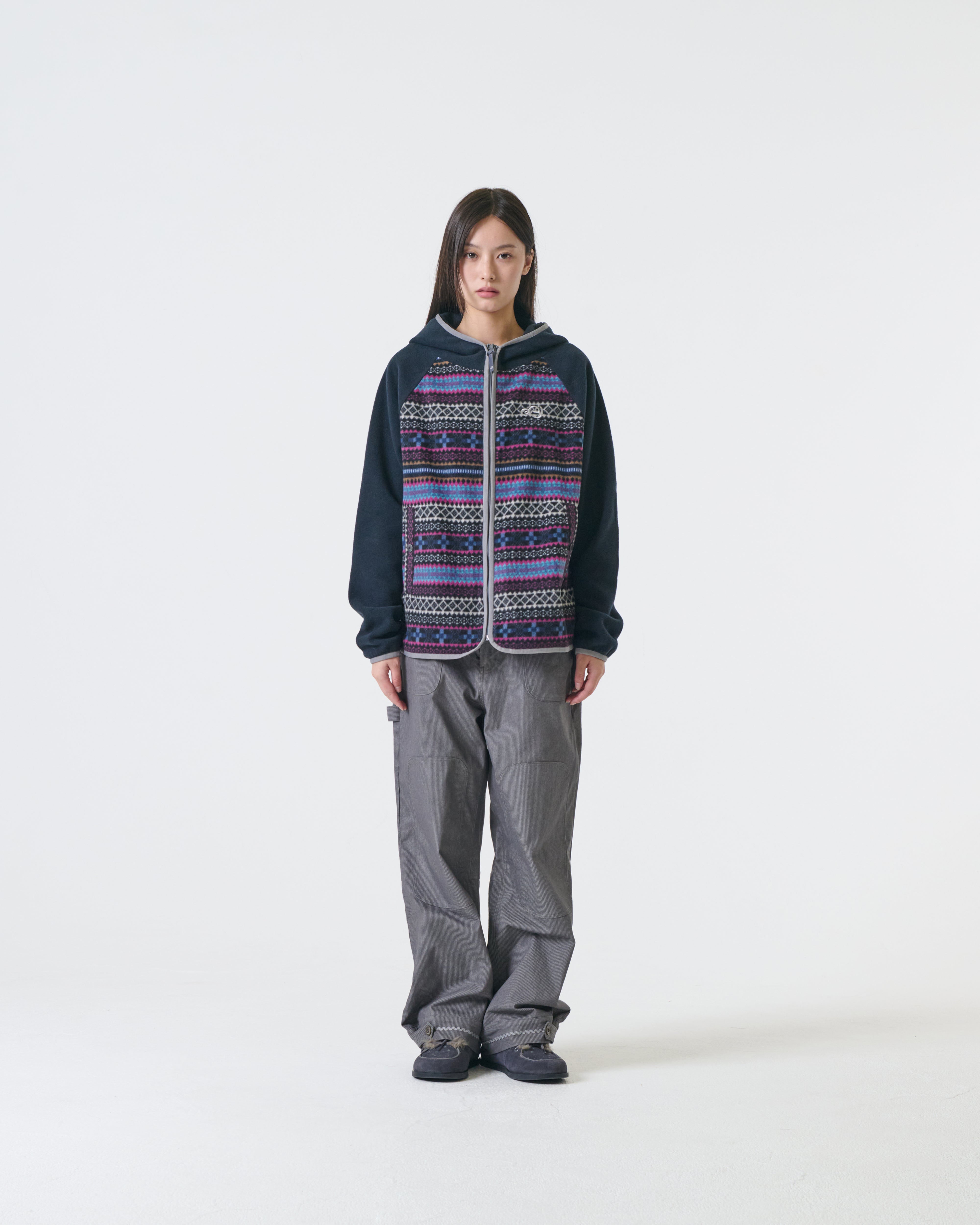 SOFT FLEECE ZIP UP HOODIE [NAVY]