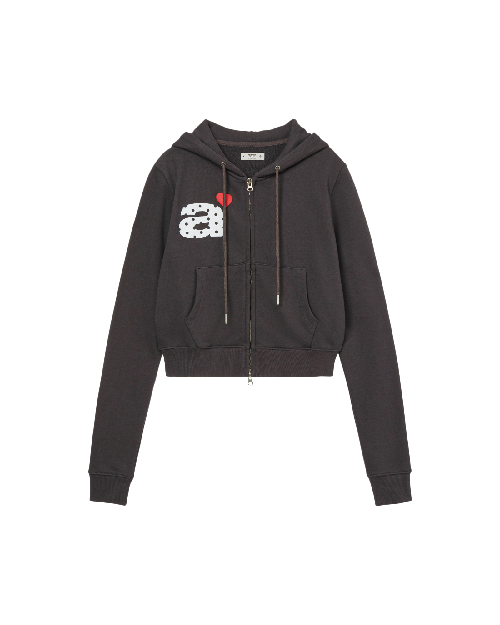 DOT SMALL LETTER CROP HOOD ZIP UP [CHARCOAL BROWN]
