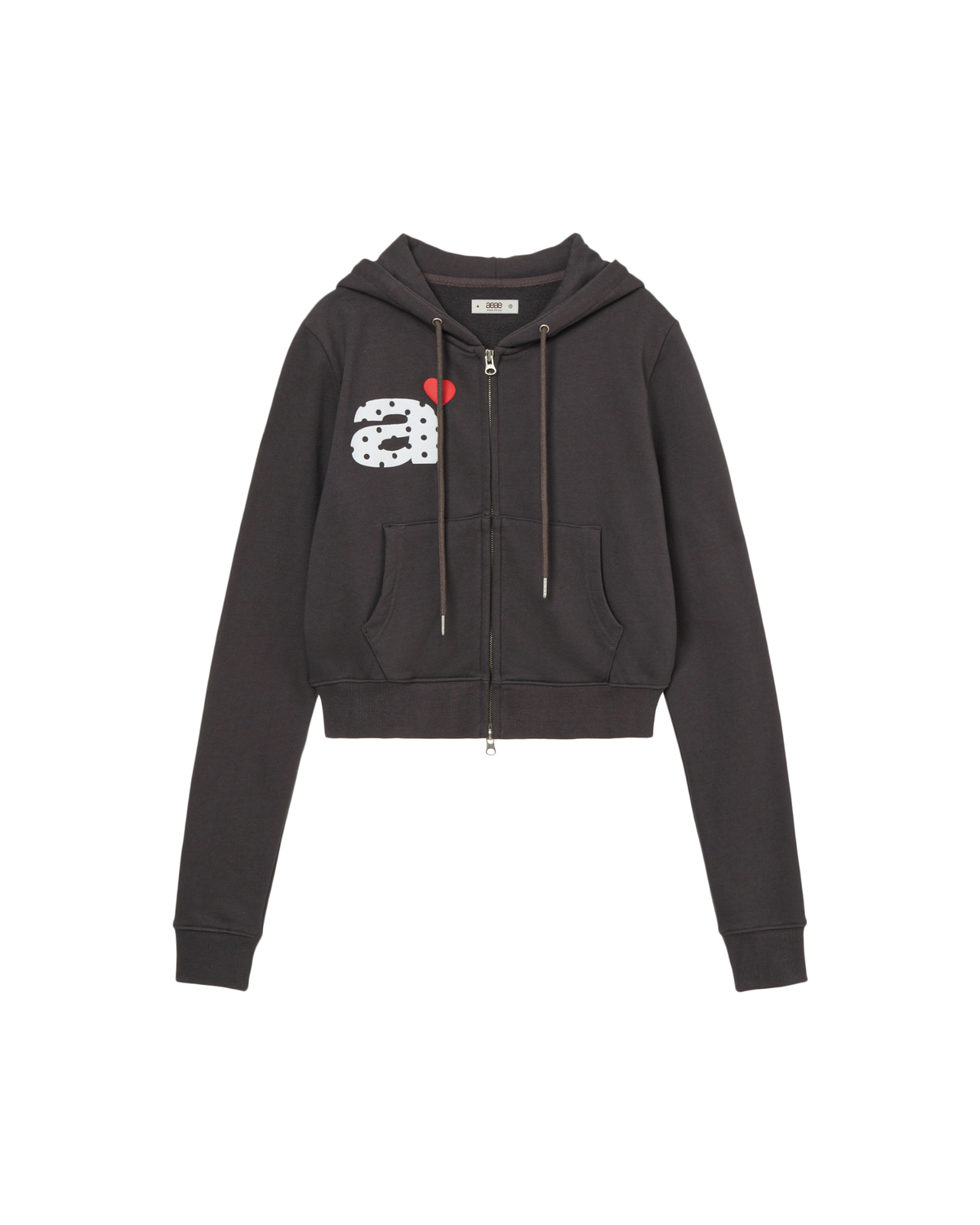 DOT SMALL LETTER CROP HOOD ZIP UP [CHARCOAL BROWN]