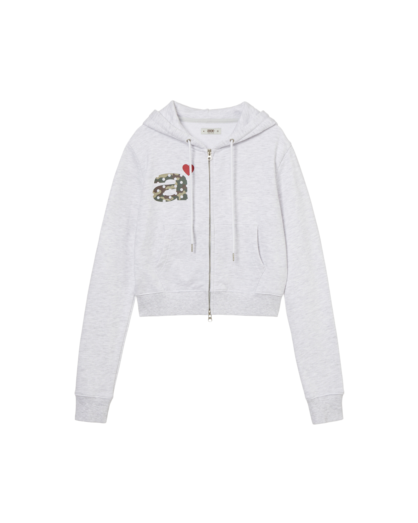 DOT SMALL LETTER CROP HOOD ZIP UP [LIGHT GREY/CAMO]