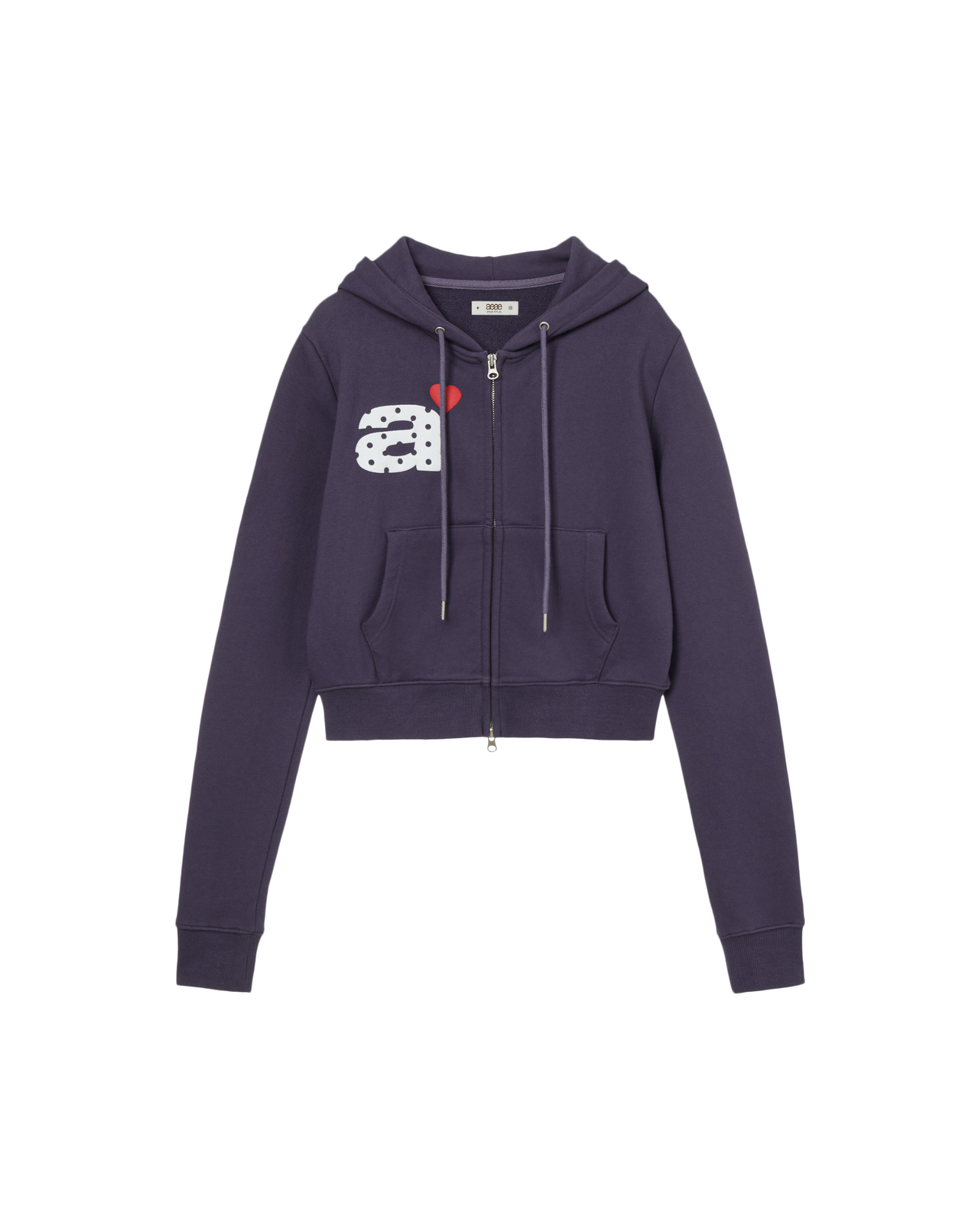 DOT SMALL LETTER CROP HOOD ZIP UP [PURPLE]