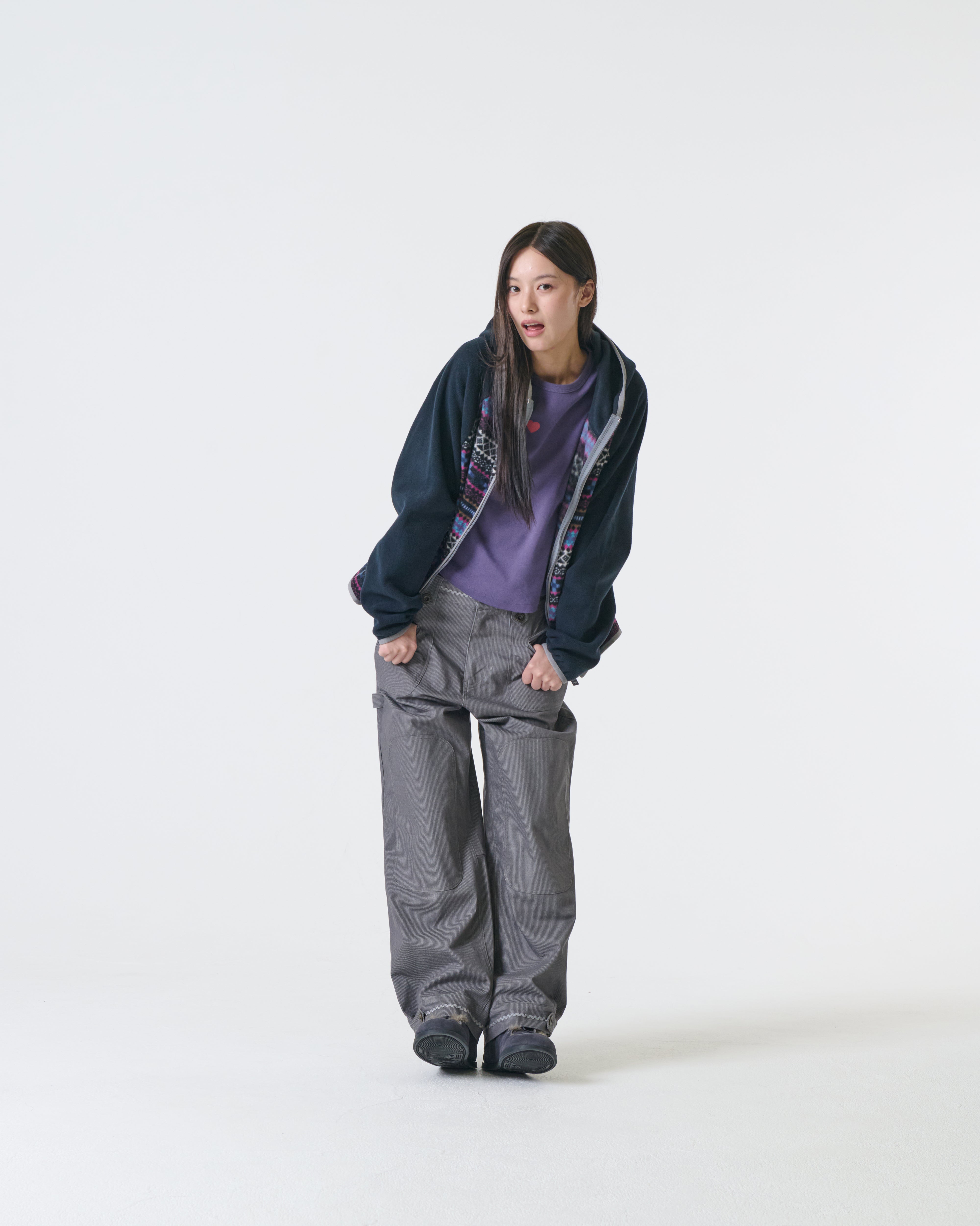 SOFT FLEECE ZIP UP HOODIE [NAVY]