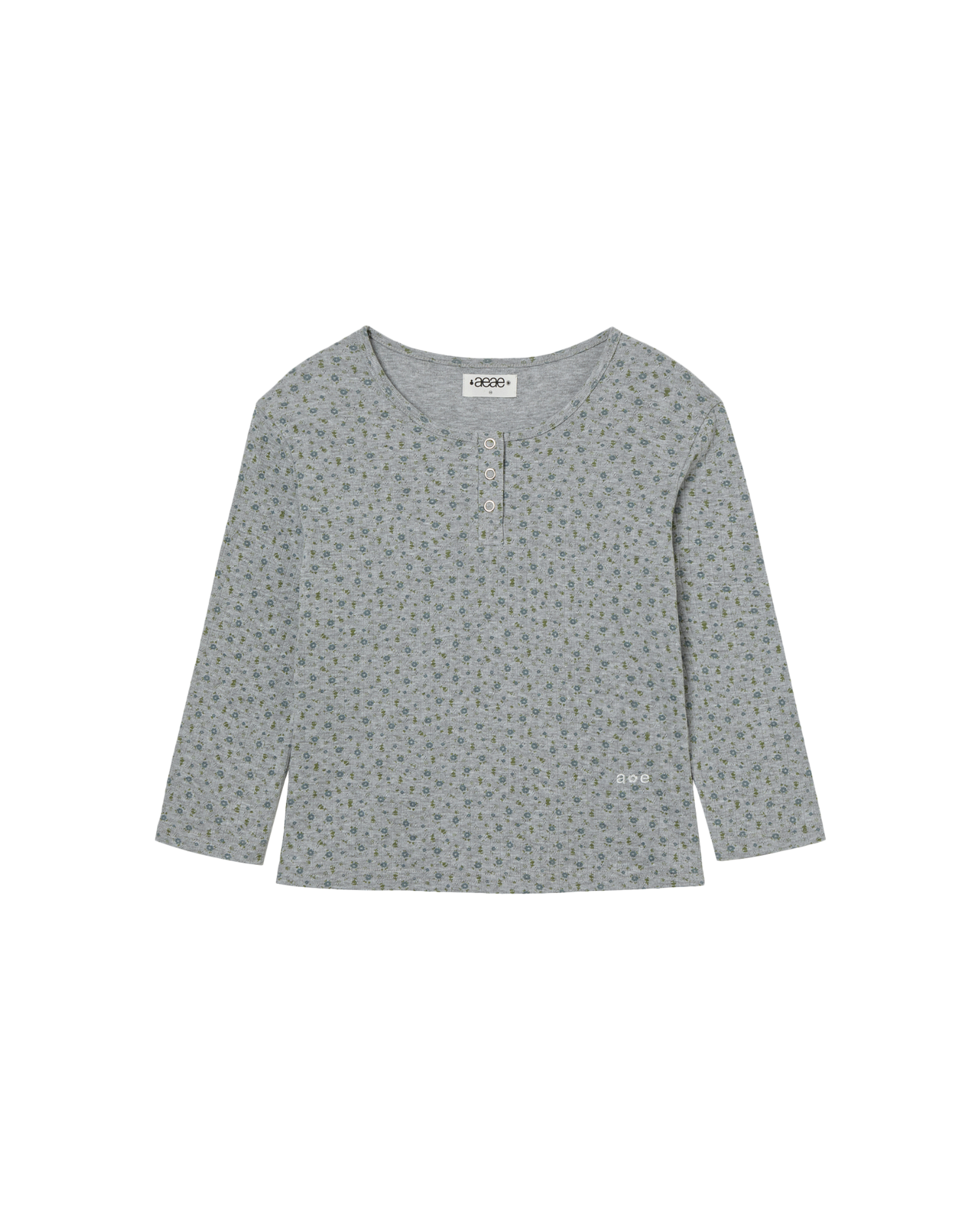 FLOWER HENLEY NECK TEE [MELANGE GREY]