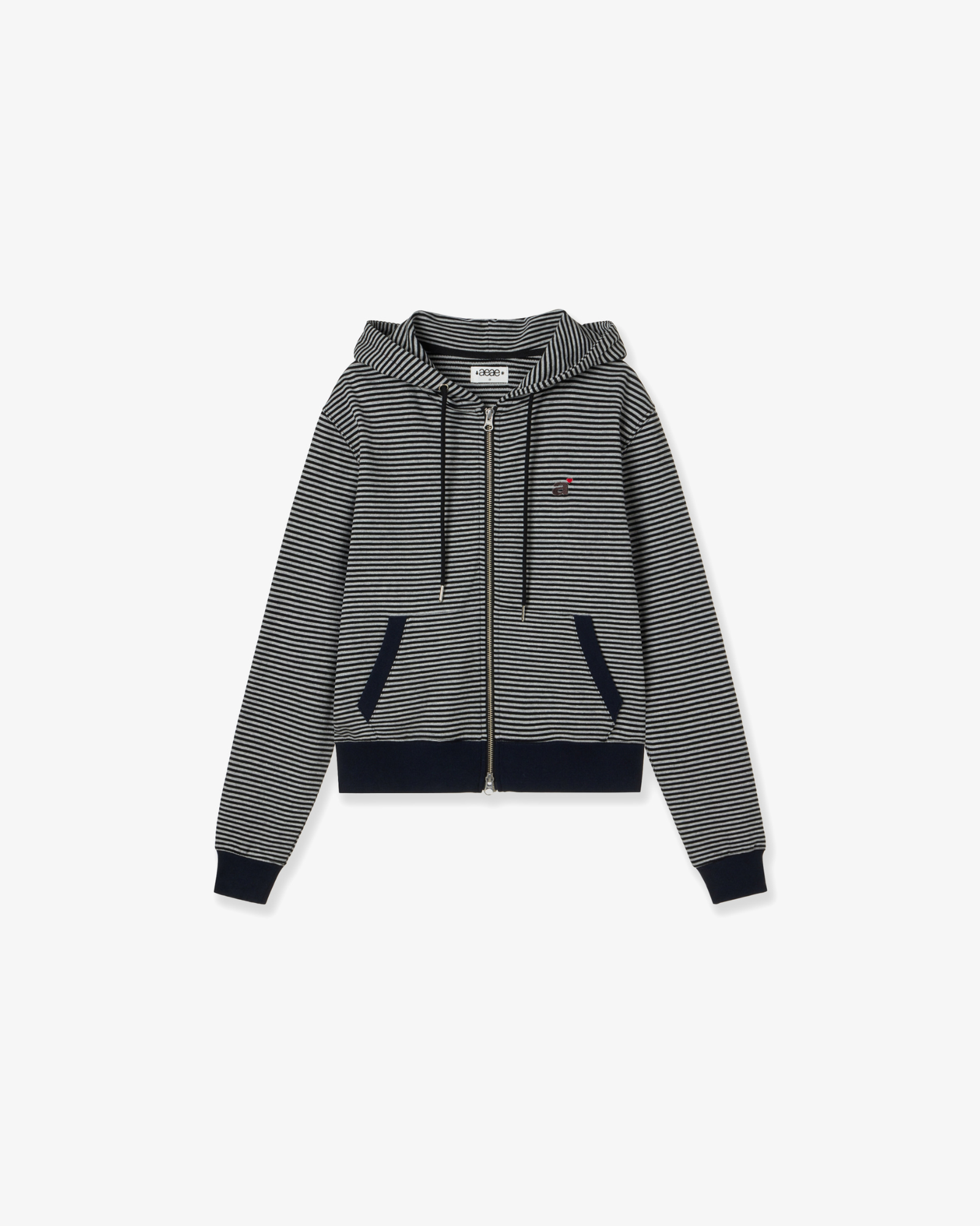 STRIPE SMALL LETTER HOOD ZIP UP [BLACK] – aeae JAPAN