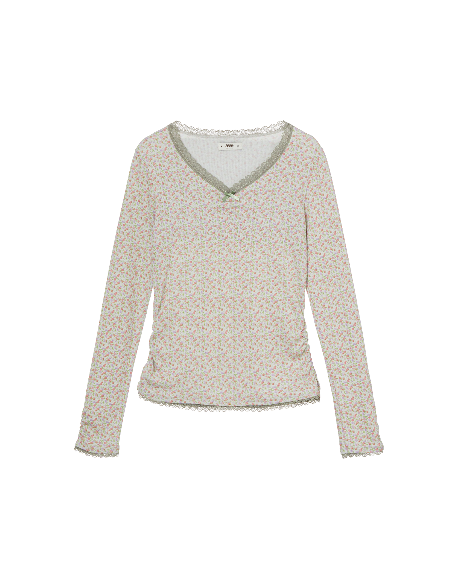 FLOWER V NECK TEE [GREEN]