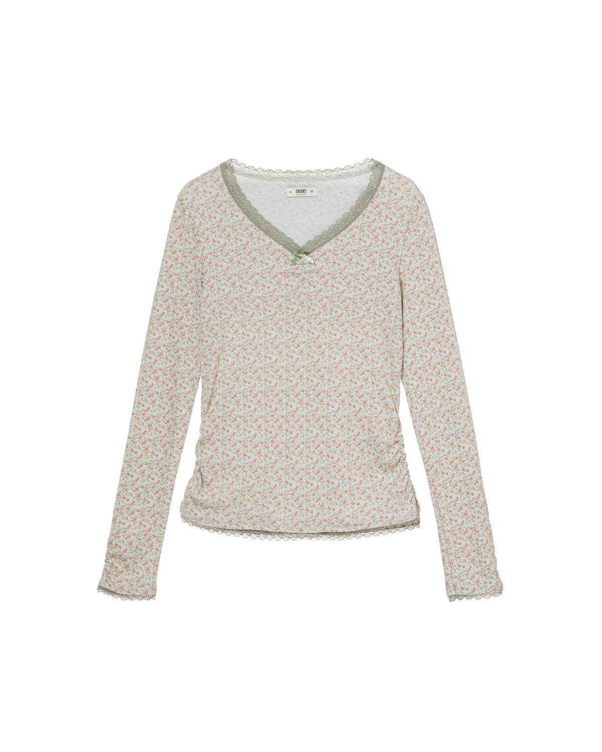 FLOWER V NECK TEE [GREEN]