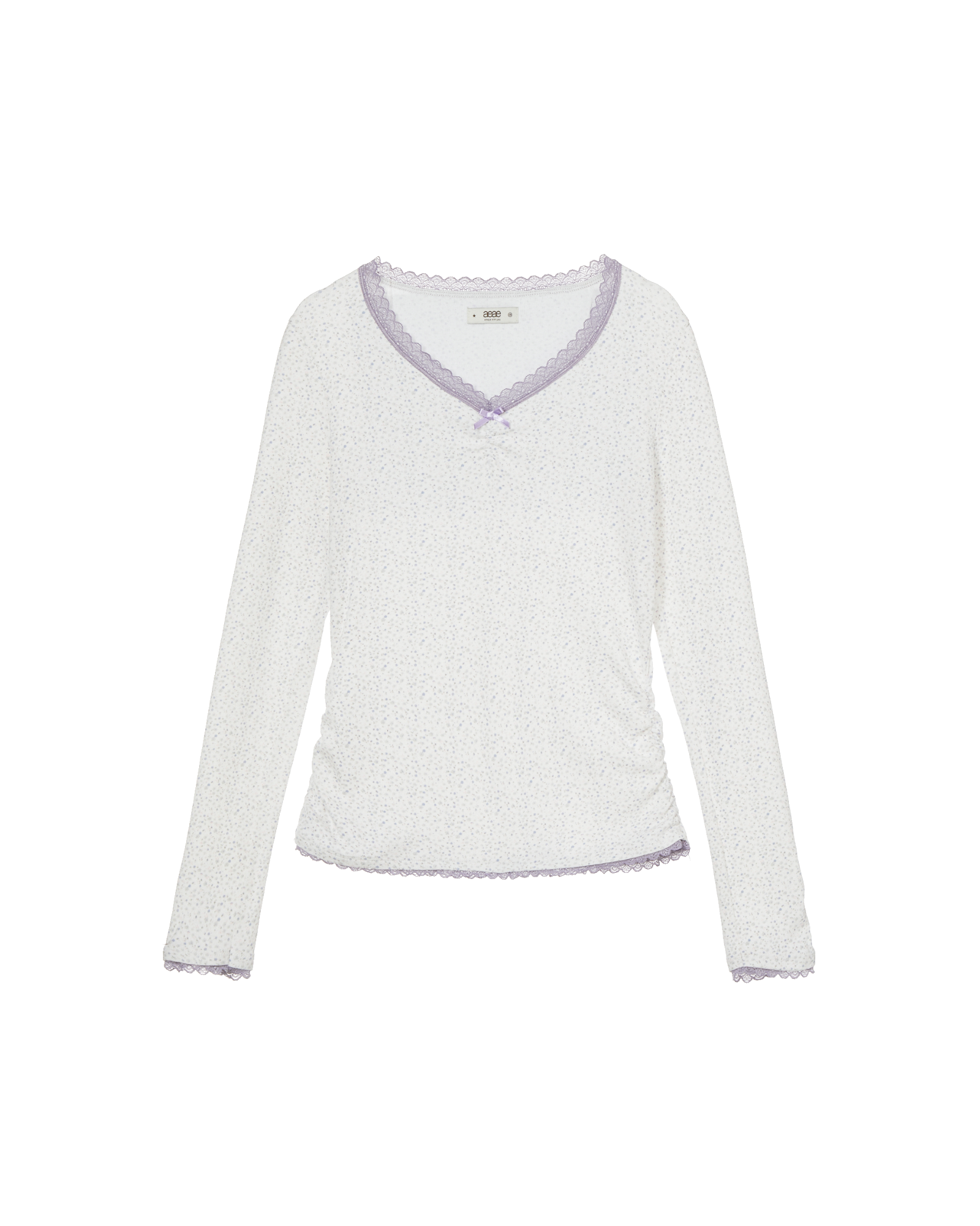 FLOWER V NECK TEE [LIGHT PURPLE]