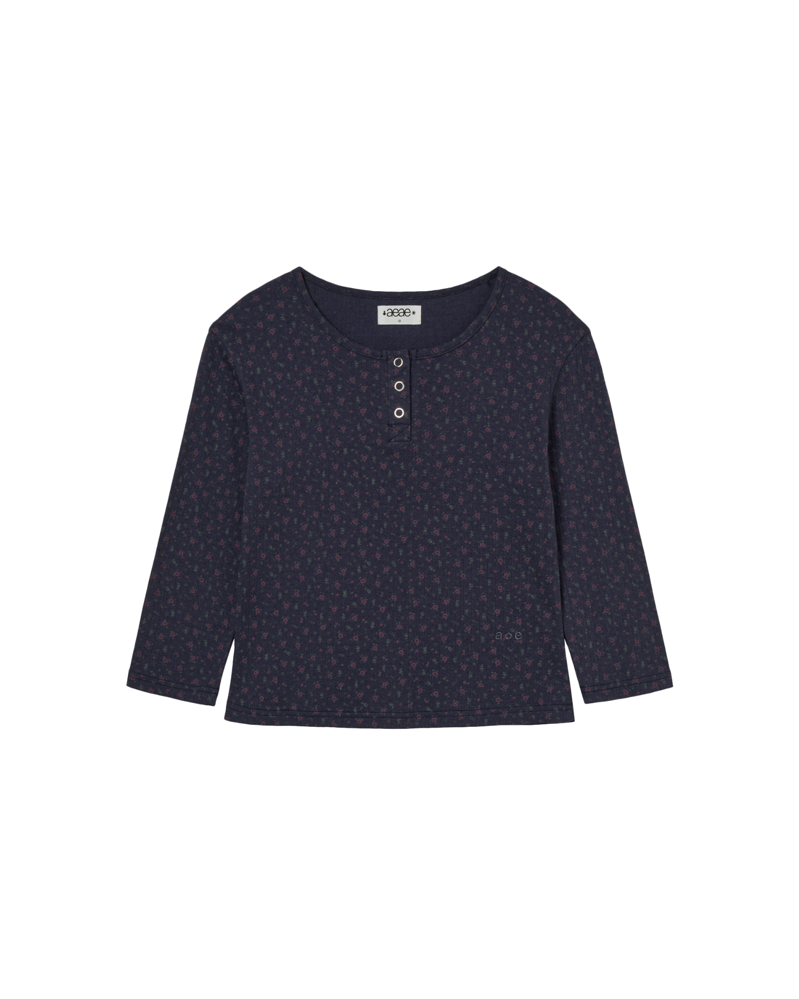 FLOWER HENLEY NECK TEE [NAVY]