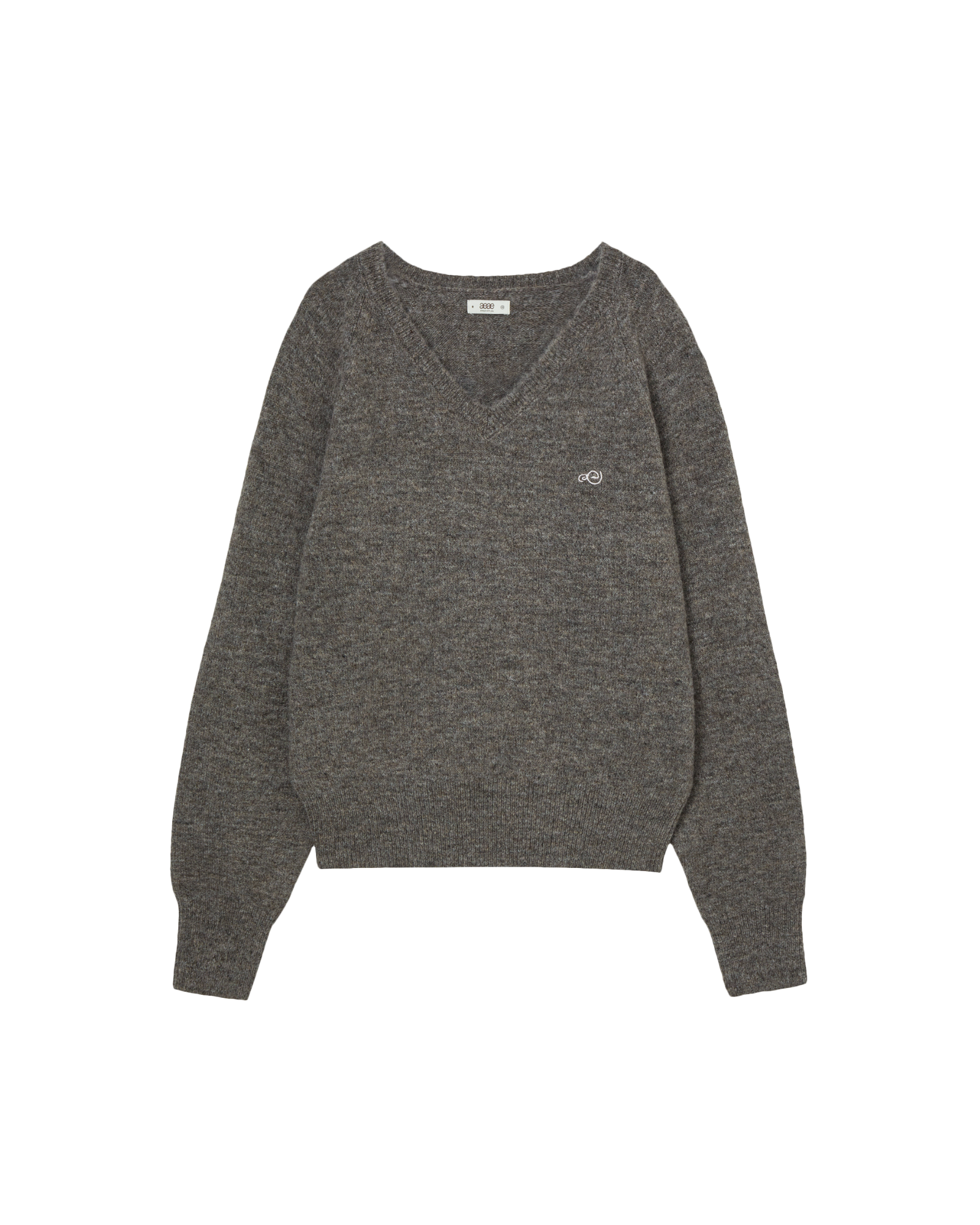 SYMBOL V NECK KNIT [MELANGE BROWN]